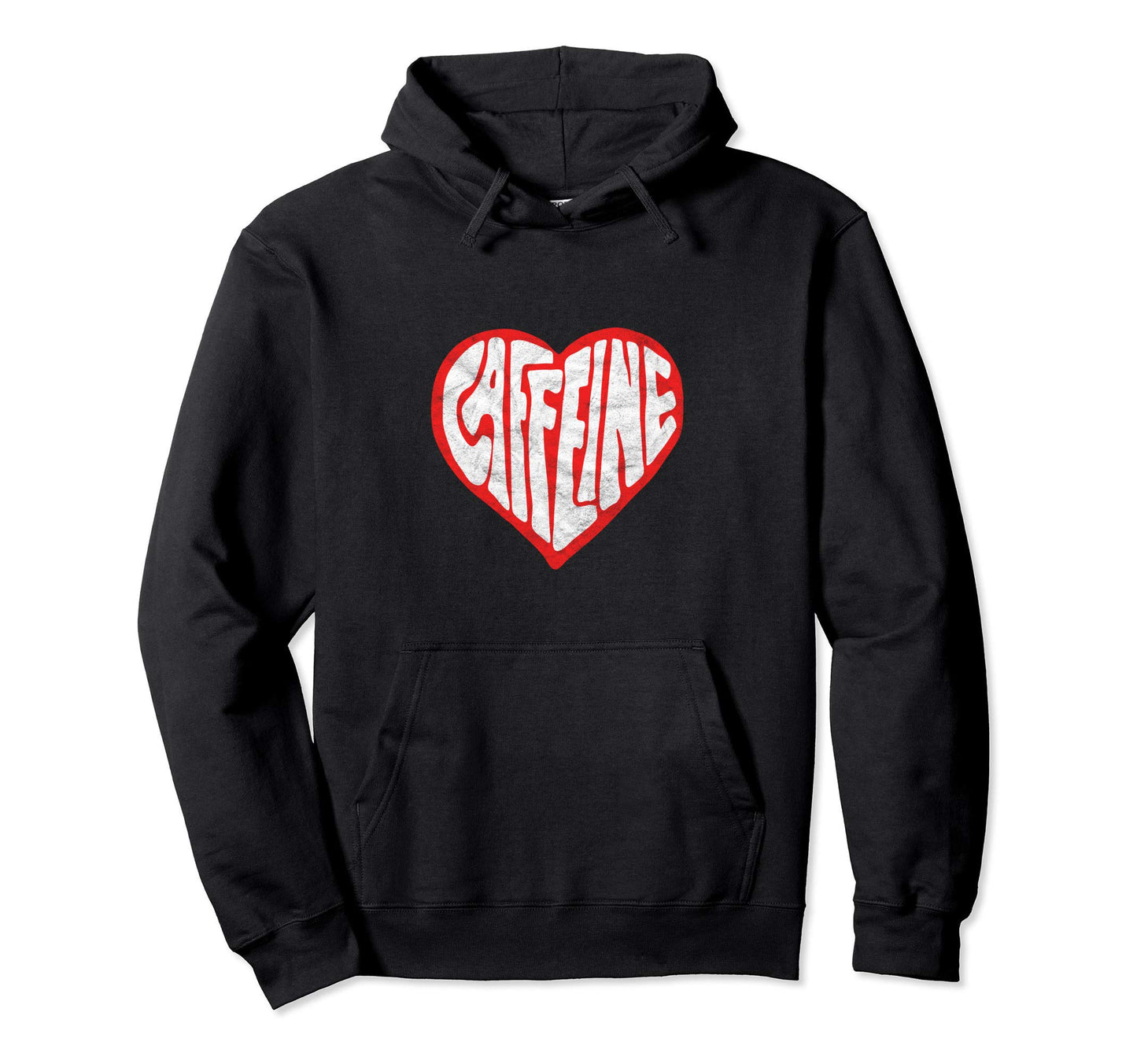 Caffeine Love Heart Typography Coffee Tea Hoodie - Graphic Print Unisex - T-Shirt, Sweatshirt, Hoodie