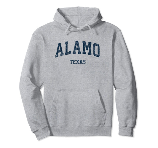 Alamo Texas Tx Varsity Sports Navy Hoodie - Fun Novelty Design for Adults - T-Shirt, Sweatshirt, Hoodie