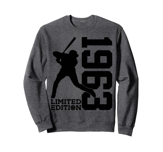 63Rd Birthday Baseball 1963 Sweatshirt - Trendy Graphic for Adults - T-Shirt, Sweatshirt, Hoodie