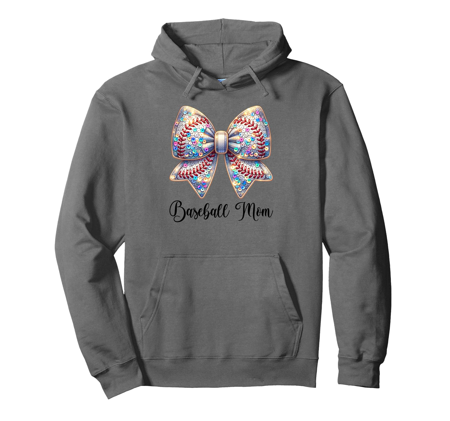 Baseball Mom Coquette Bow Hoodie - Unique Graphic Unisex - T-Shirt, Sweatshirt, Hoodie
