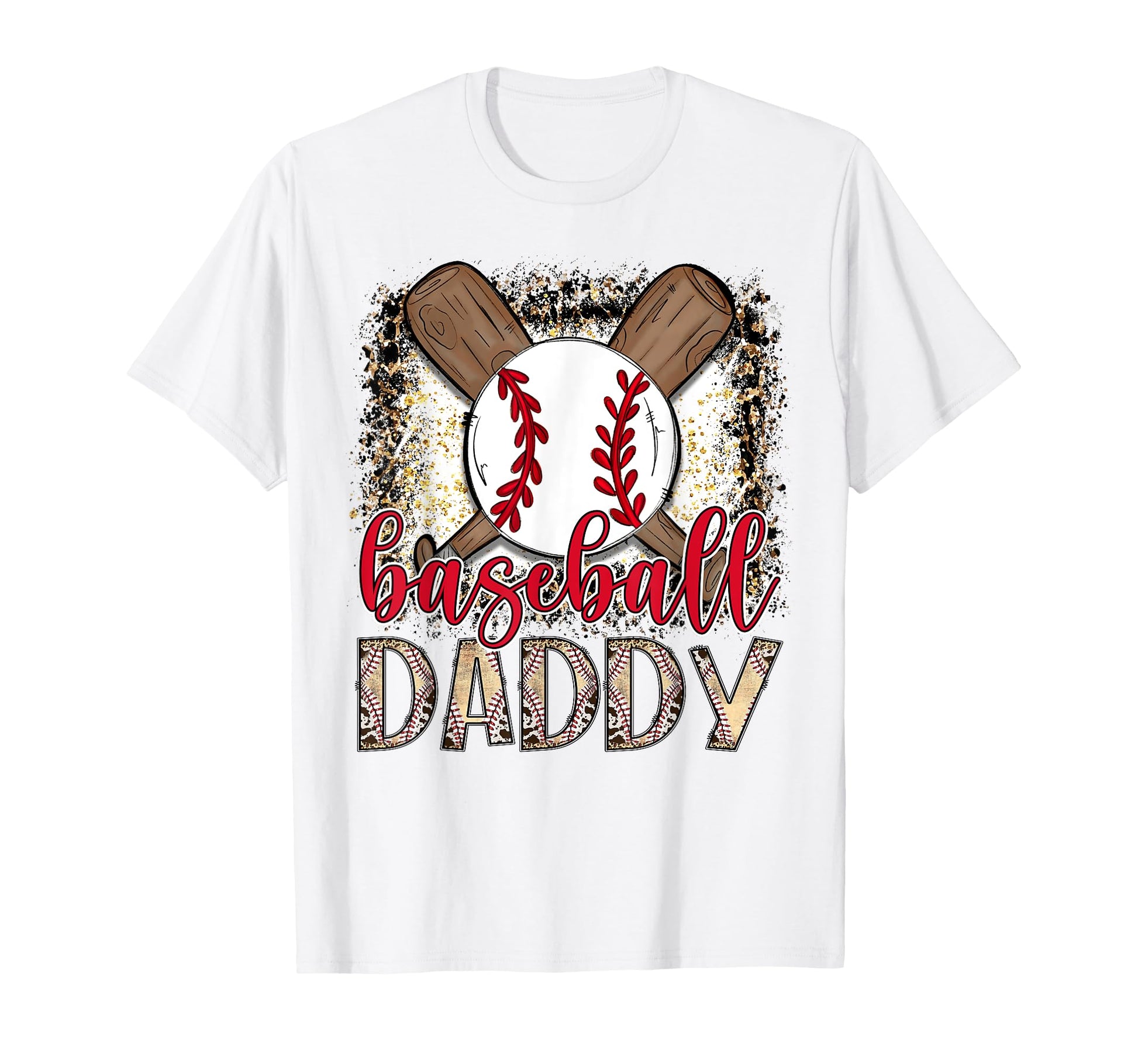 Baseball Daddy Leopard Proud Ball Daddy T-Shirt - Novelty Apparel Unisex - T-Shirt, Sweatshirt, Hoodie