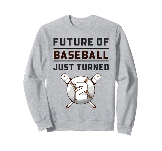 2 Year Old Baseball Birthday Sweatshirt - Minimalist Print Men Women - T-Shirt, Sweatshirt, Hoodie