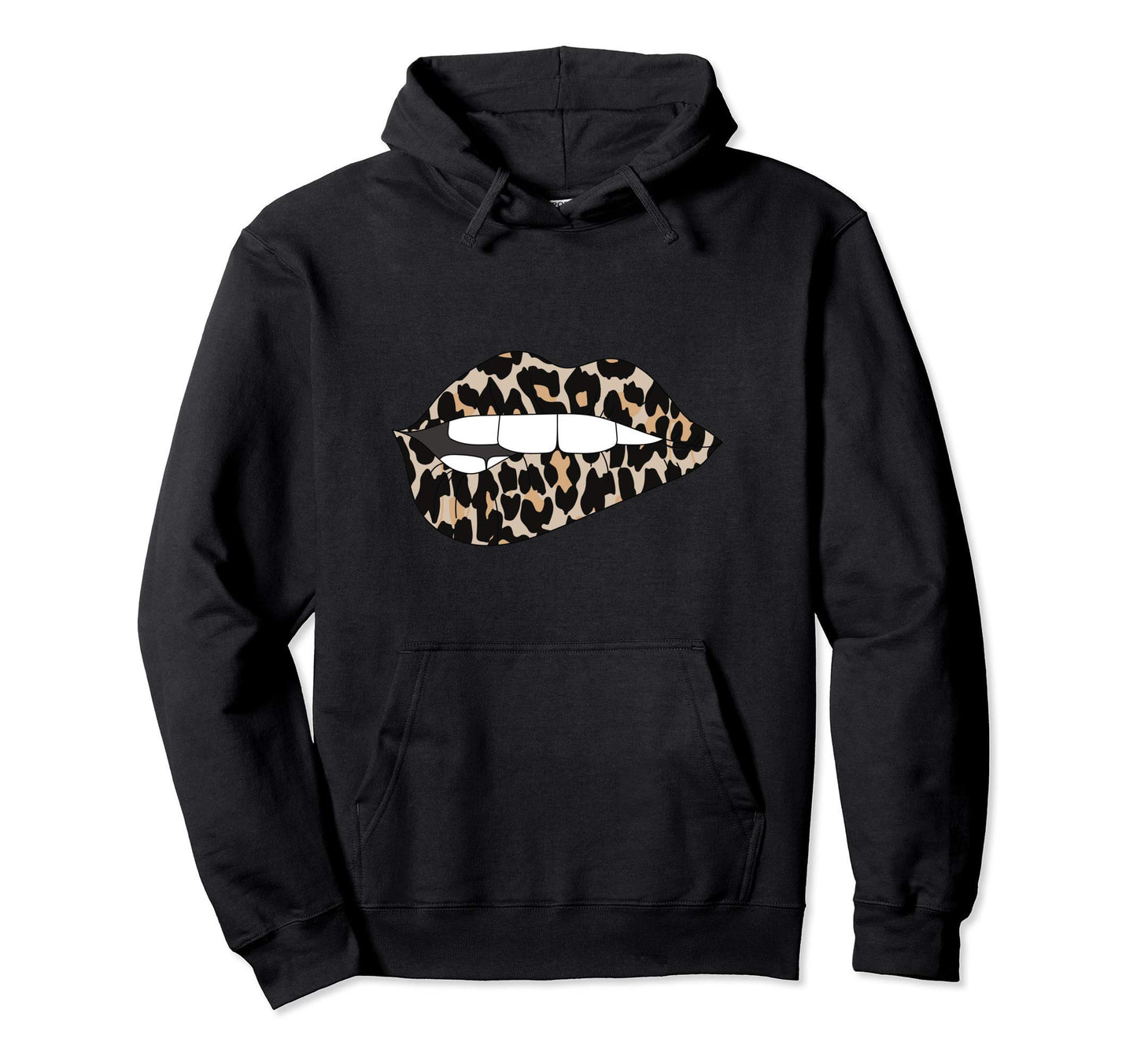 Cheetah Lips Leopard Lip Bite Hoodie - Novelty Apparel Men Women - T-Shirt, Sweatshirt, Hoodie