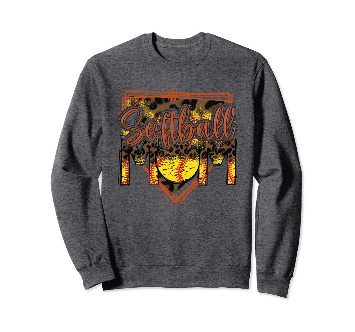 Softball Mom Leopard Funny Softball Sweatshirt - Graphic Print Men Women - T-Shirt, Sweatshirt, Hoodie