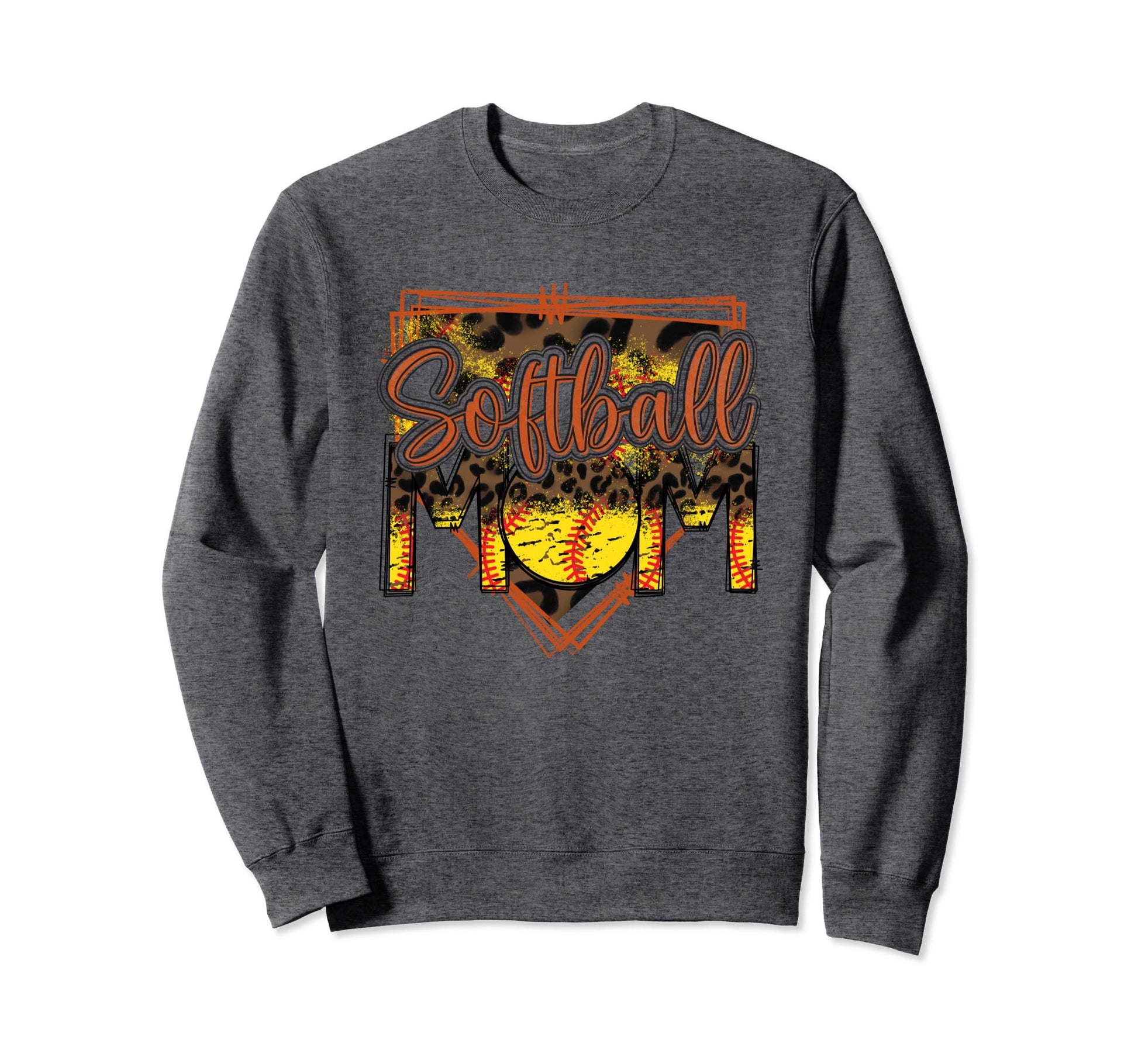 Softball Mom Leopard Funny Softball Sweatshirt - Graphic Print Men Women - T-Shirt, Sweatshirt, Hoodie