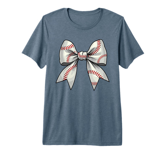 Baseball Coquette Bow Baseball Mom Ribbon T-Shirt - Graphic Print Unisex - T-Shirt, Sweatshirt, Hoodie
