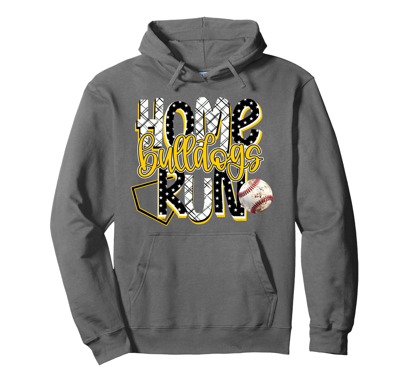 Home Run Bulldogs Baseball Game Day Hoodie - Novelty Apparel for Adults - T-Shirt, Sweatshirt, Hoodie