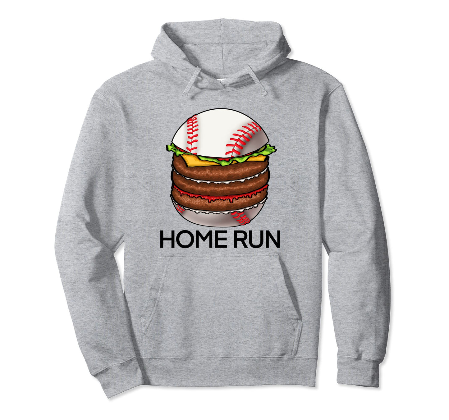 Baseball Burger Home Run Funny Love Hoodie - Minimalist Print for Adults - T-Shirt, Sweatshirt, Hoodie