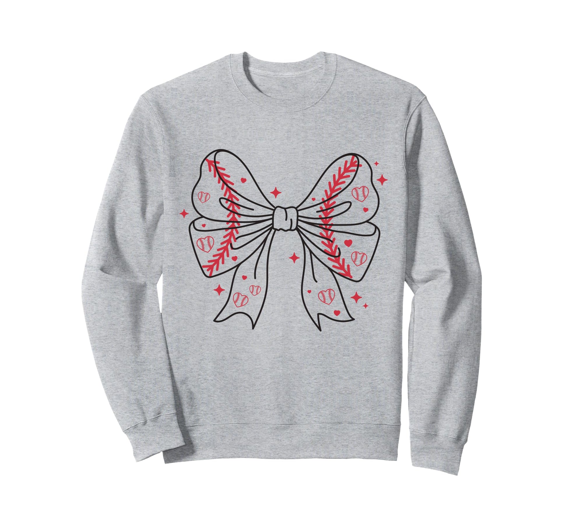Baseball Bow Stitches And Hearts Sweatshirt - Trendy Graphic Unisex - T-Shirt, Sweatshirt, Hoodie