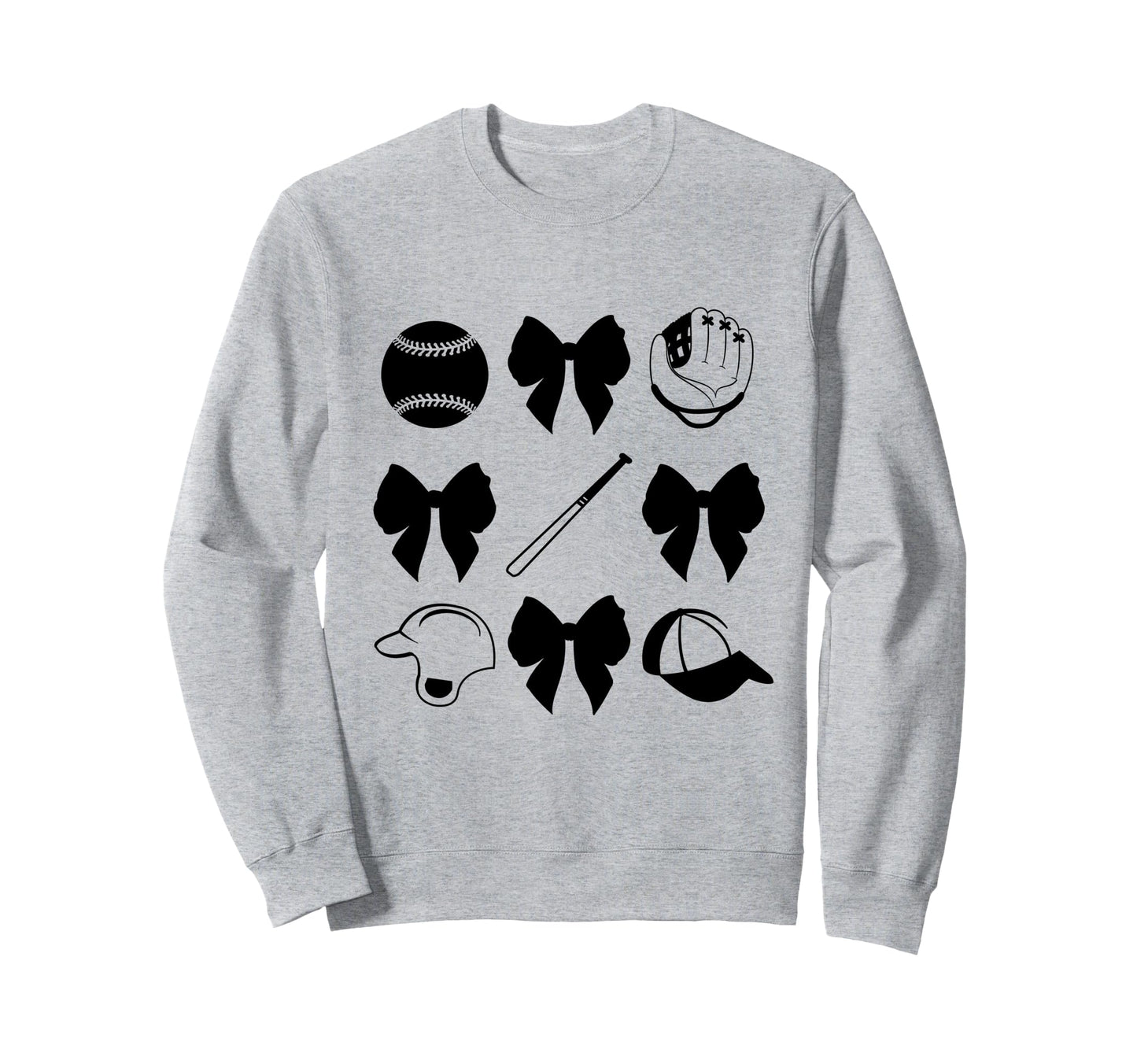 Baseball And Bows Sweatshirt - Unique Graphic Unisex - T-Shirt, Sweatshirt, Hoodie