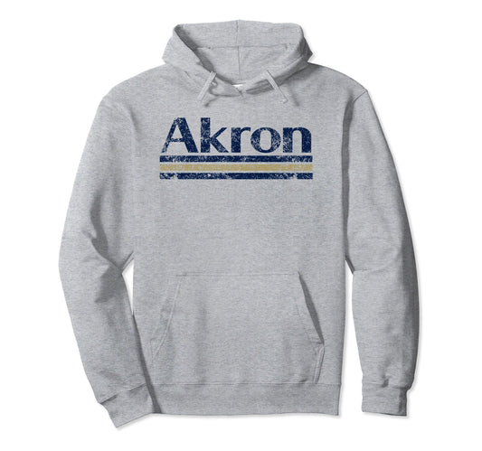 Akron Ohio Weathered Stripe Throwback Hoodie - Custom Art Print Men Women - T-Shirt, Sweatshirt, Hoodie