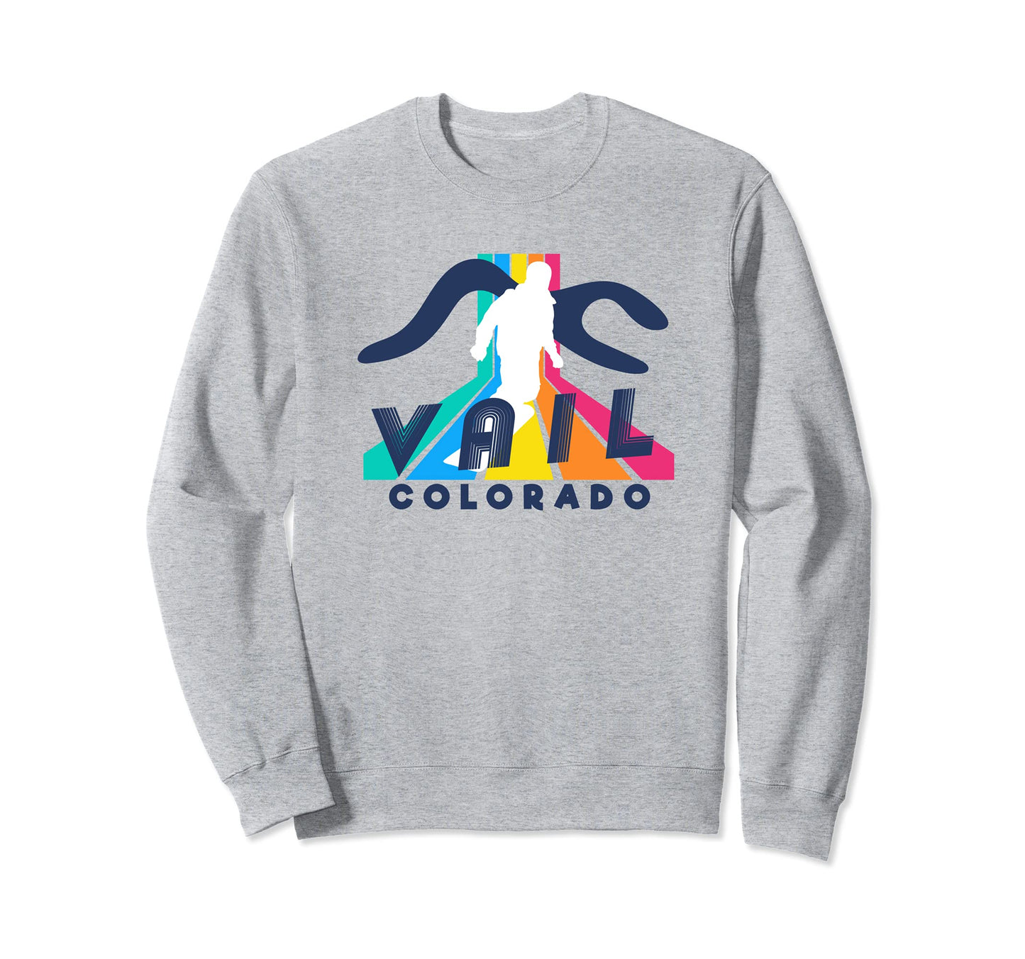 Vail Snowboarder Geometric Striped Vail Sweatshirt - Graphic Print Unisex - T-Shirt, Sweatshirt, Hoodie