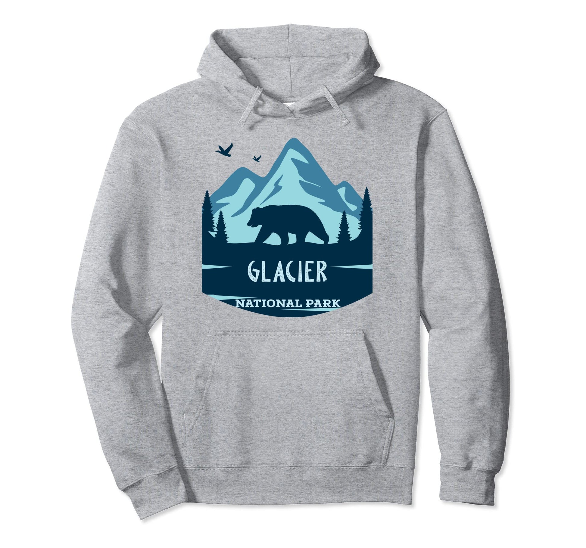 Grizzly Bear Montana Glacier National Hoodie - Minimalist Print for Adults - T-Shirt, Sweatshirt, Hoodie