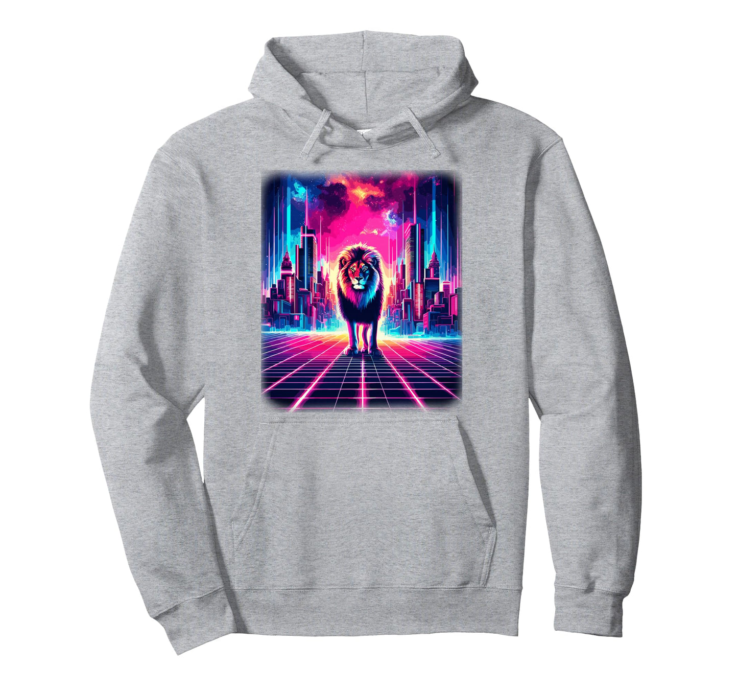 Synthwave Aesthetic Lion Lover Stuff Hoodie - Aesthetic Graphic Men Women - T-Shirt, Sweatshirt, Hoodie