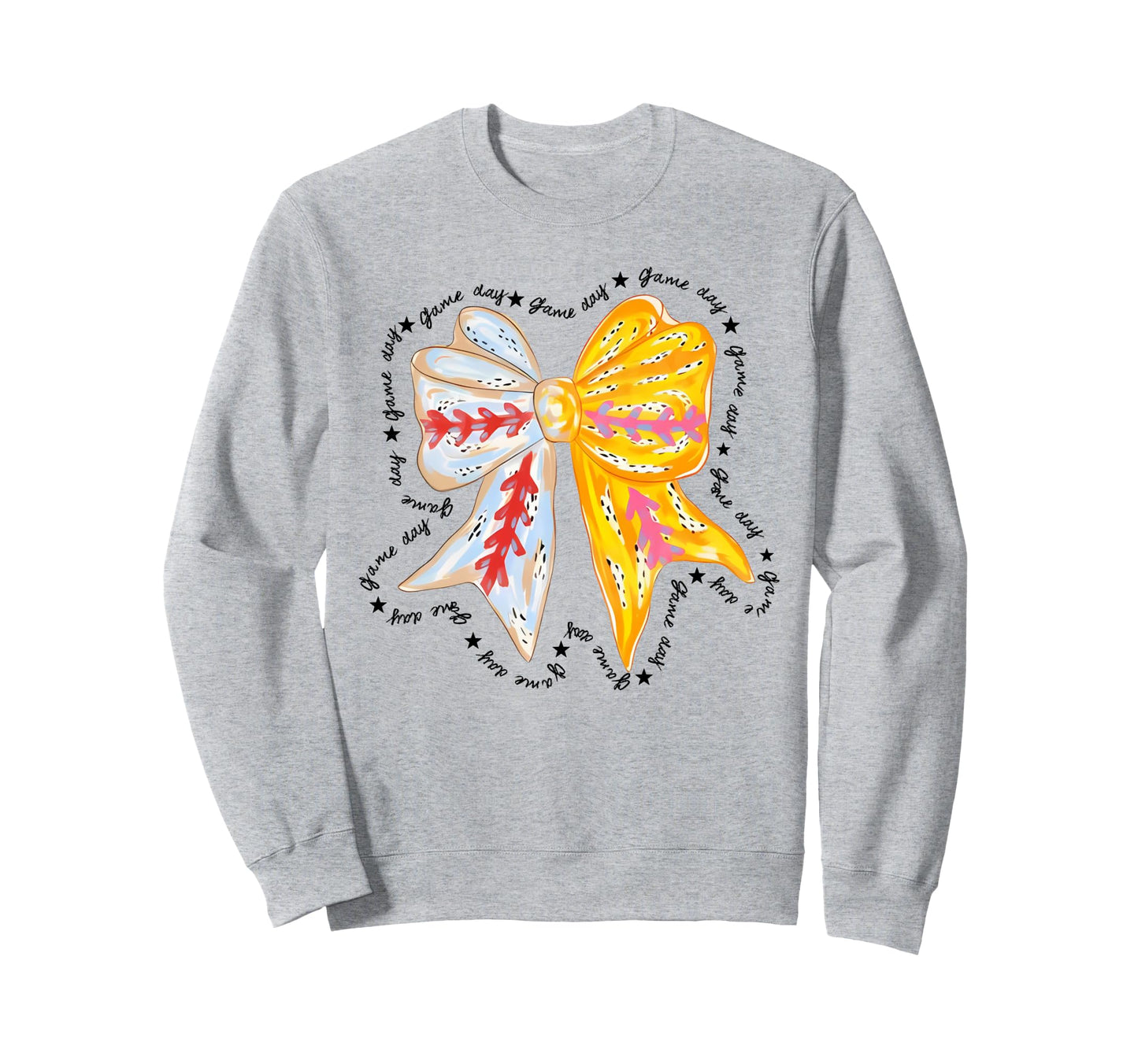 Coquette Game Day Baseball Bow Sweatshirt - Trendy Graphic for Adults - T-Shirt, Sweatshirt, Hoodie
