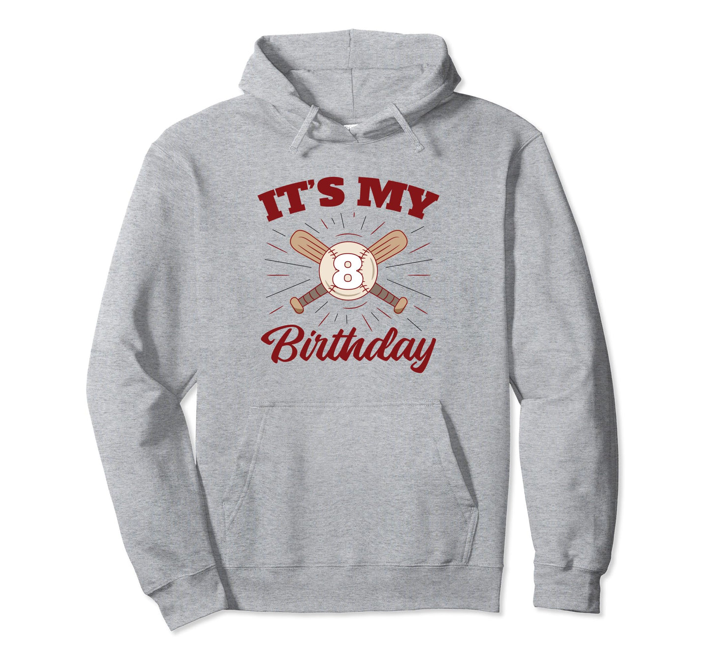 Birthday Baseball 8 Player 8Th Birthday Hoodie - Trendy Graphic for Adults - T-Shirt, Sweatshirt, Hoodie