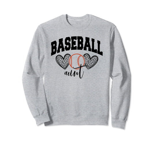 Baseball Aunt Funny Leopard Sweatshirt - Casual Everyday Wear Unisex - T-Shirt, Sweatshirt, Hoodie