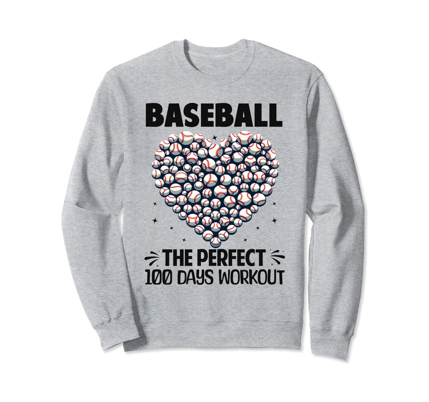 100 Days School Baseball Heart Love Sweatshirt - Trendy Graphic Men Women - T-Shirt, Sweatshirt, Hoodie