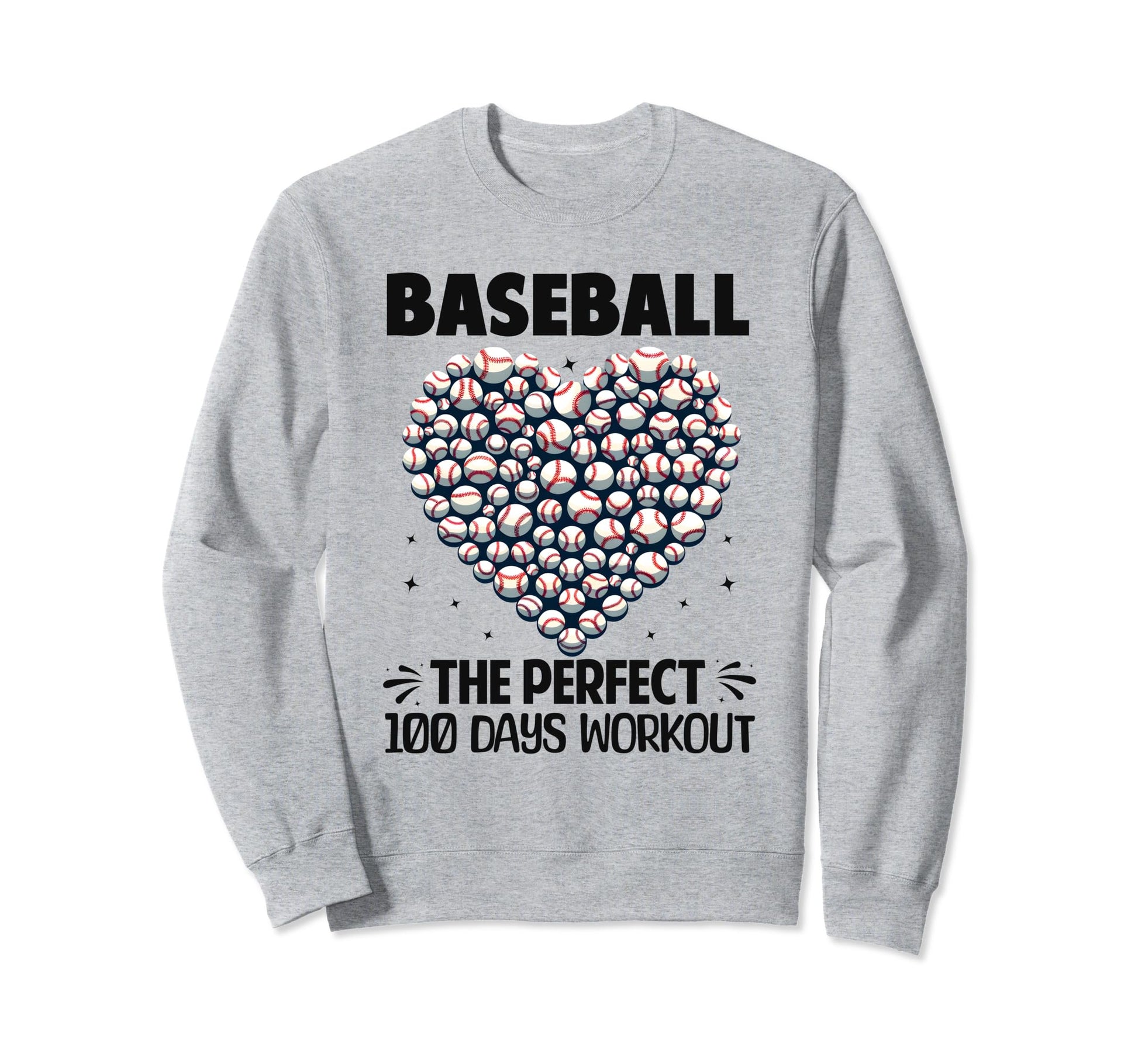 100 Days School Baseball Heart Love Sweatshirt - Trendy Graphic Men Women - T-Shirt, Sweatshirt, Hoodie