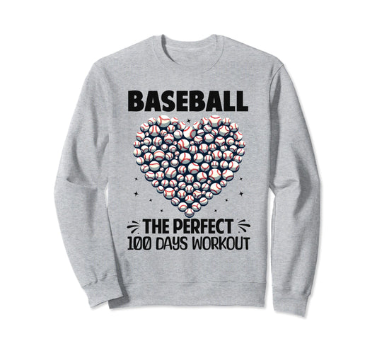 100 Days School Baseball Heart Love Sweatshirt - Trendy Graphic Men Women - T-Shirt, Sweatshirt, Hoodie