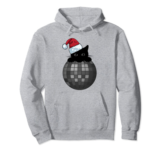 Aesthetic Disco Ball Gothic Black Cat Hoodie - Minimalist Print Unisex - T-Shirt, Sweatshirt, Hoodie