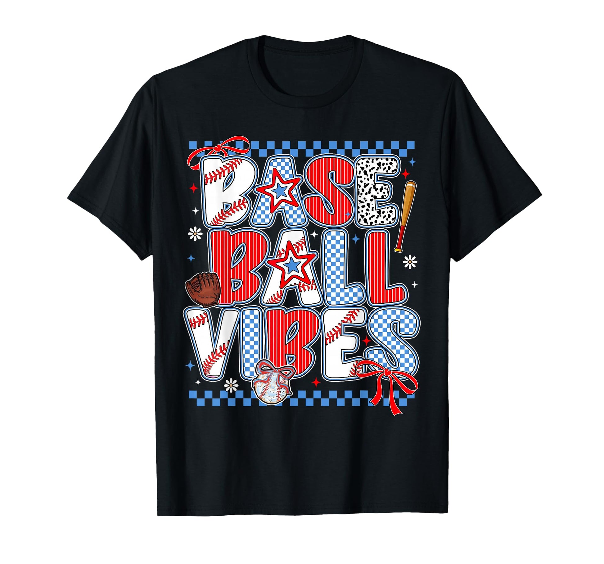 Baseball Vibes Coquette Bow Groovy Game Day T-Shirt - Unique Graphic Unisex - T-Shirt, Sweatshirt, Hoodie