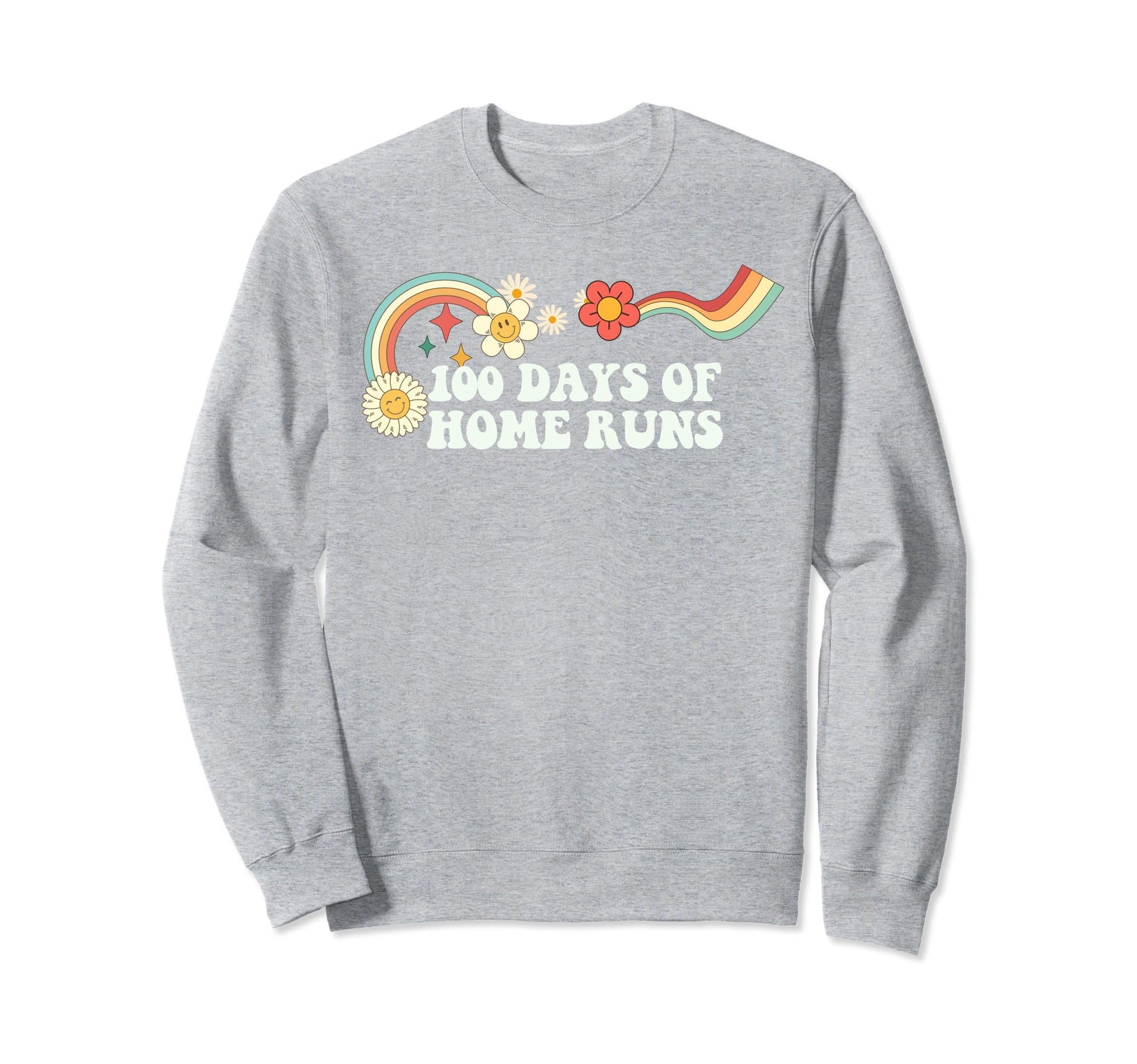 Groovy Funny 100 Days Home Runs Sweatshirt - Unique Graphic Unisex - T-Shirt, Sweatshirt, Hoodie