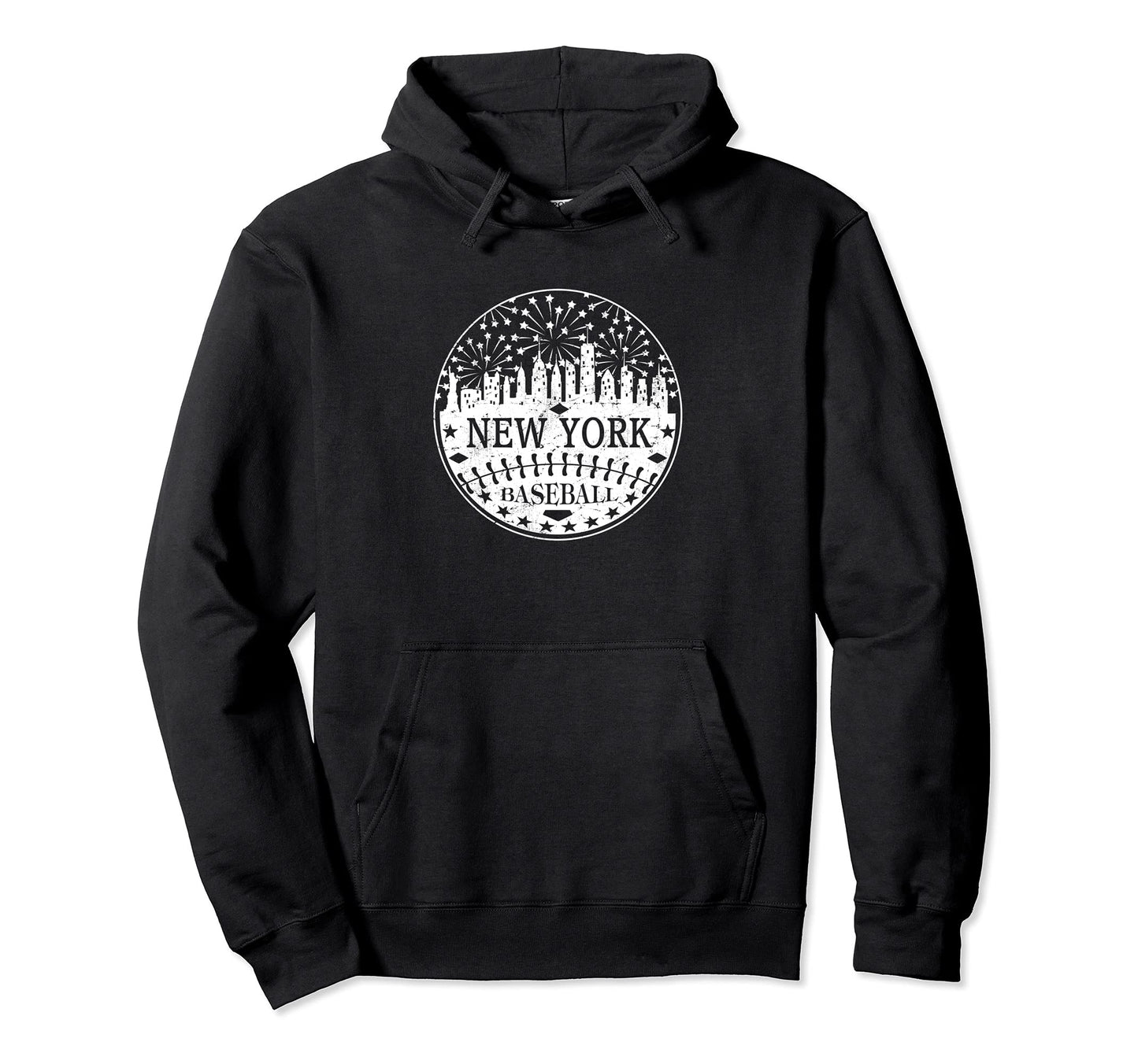 New York City Skyline Baseball Fan Hoodie - Unique Graphic Unisex - T-Shirt, Sweatshirt, Hoodie
