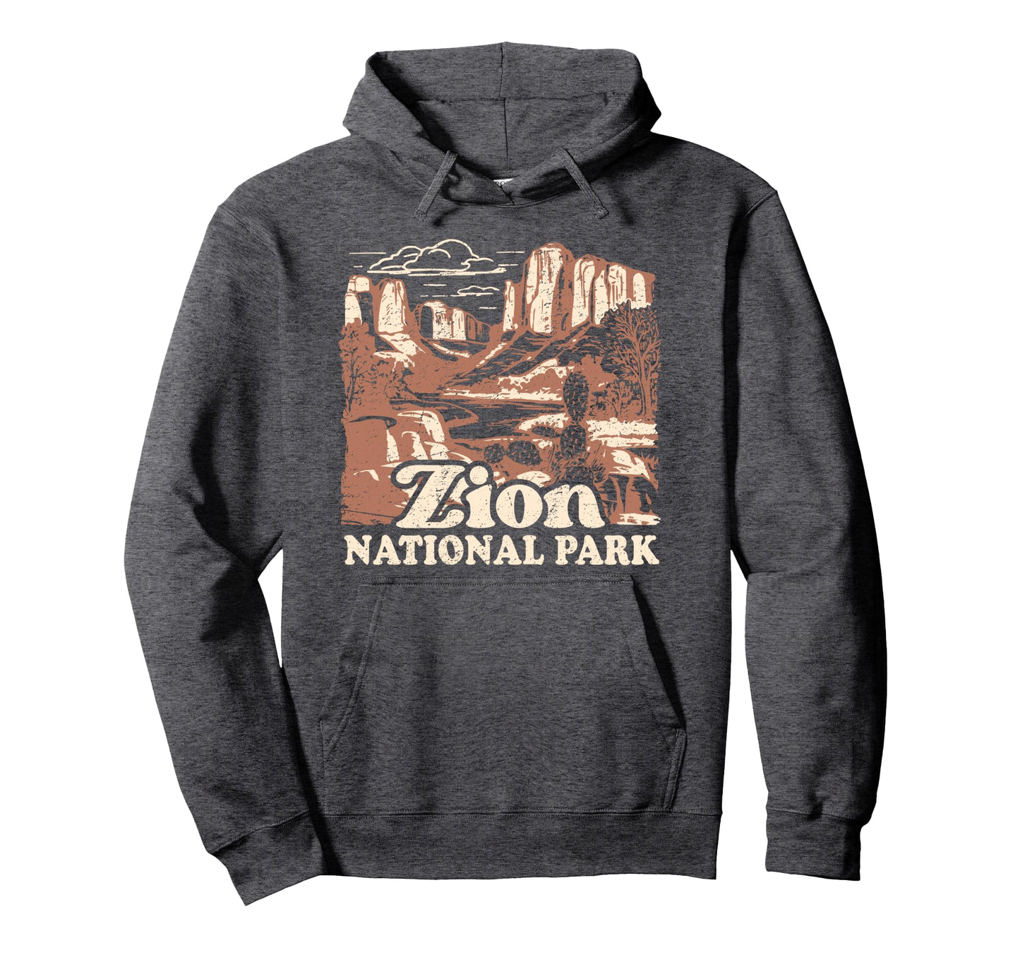 Zion National Park Distressed Hoodie - Graphic Print for Adults - T-Shirt, Sweatshirt, Hoodie