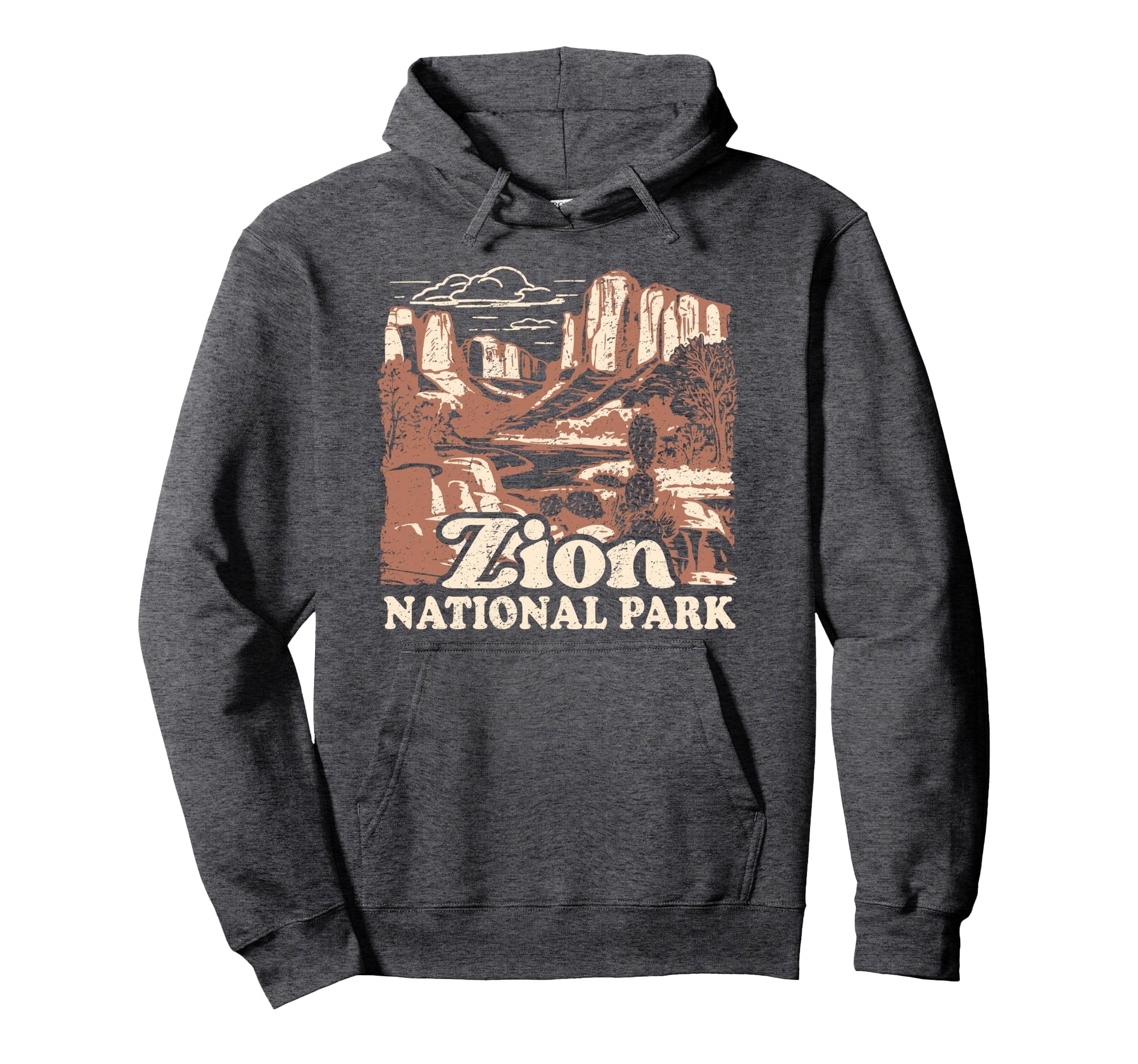 Zion National Park Distressed Hoodie - Graphic Print for Adults - T-Shirt, Sweatshirt, Hoodie