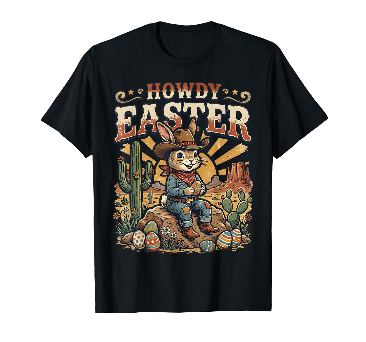 Howdy Easter Cowboy Bunny Western Easter T-Shirt - Unique Graphic Unisex - T-Shirt, Sweatshirt, Hoodie