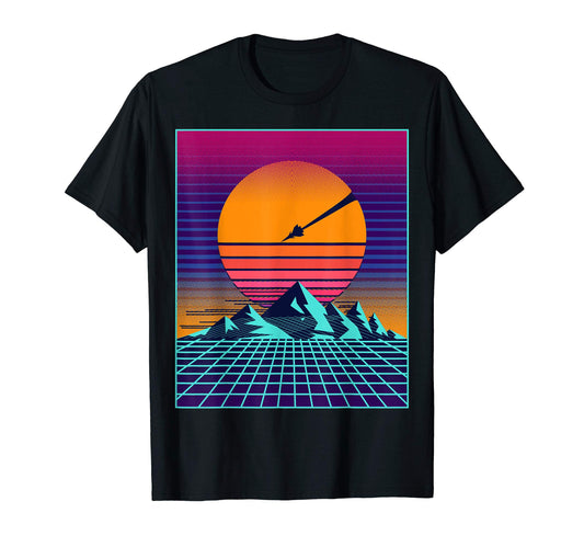80S Aesthetic Vaporwave Outrun Sun T-Shirt - Custom Art Print Unisex - T-Shirt, Sweatshirt, Hoodie