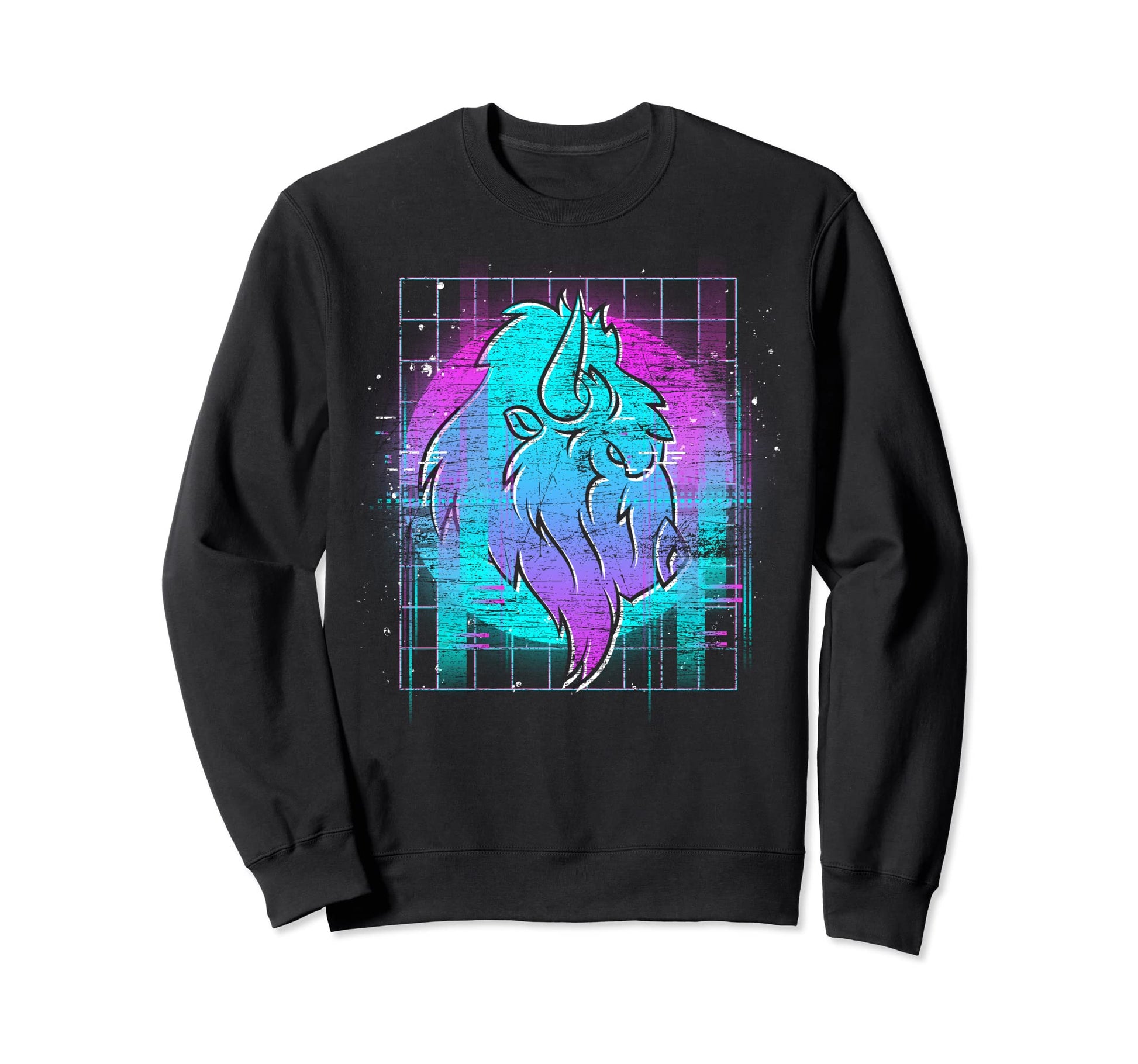 Synthwave American Bison Animal Sweatshirt - Minimalist Print for Adults - T-Shirt, Sweatshirt, Hoodie