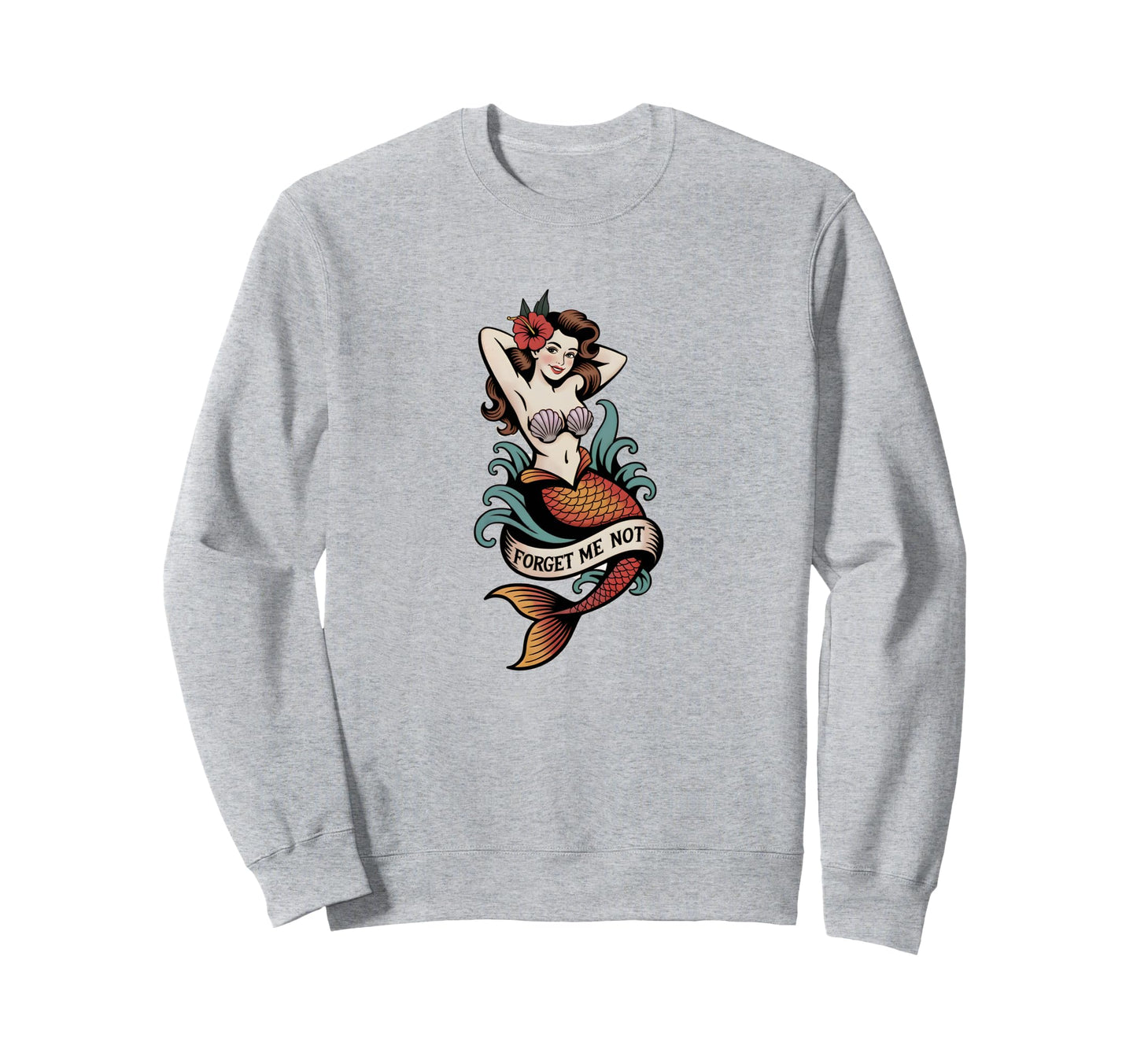 Mermaid American Traditional Sweatshirt - Aesthetic Graphic Men Women - T-Shirt, Sweatshirt, Hoodie