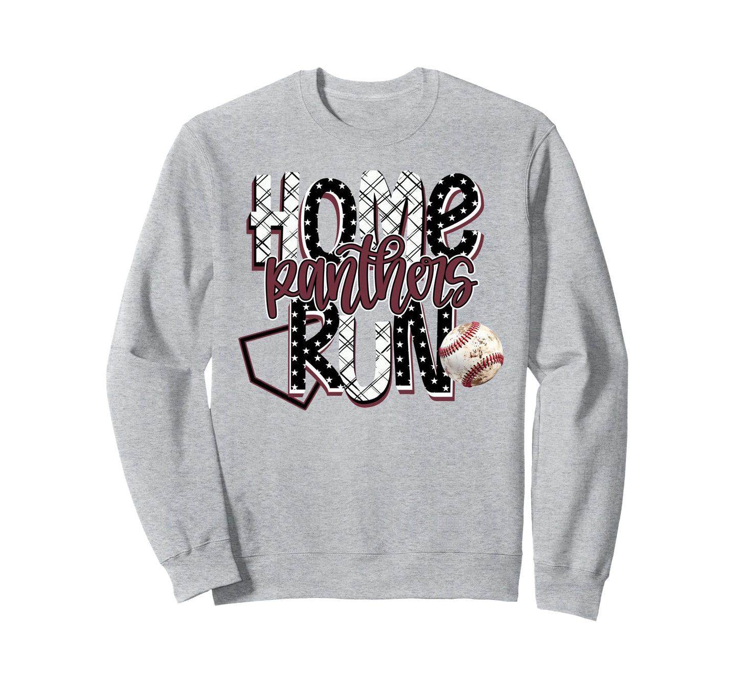 Home Run Panthers Baseball Maroon Sweatshirt - Unique Graphic for Adults - T-Shirt, Sweatshirt, Hoodie