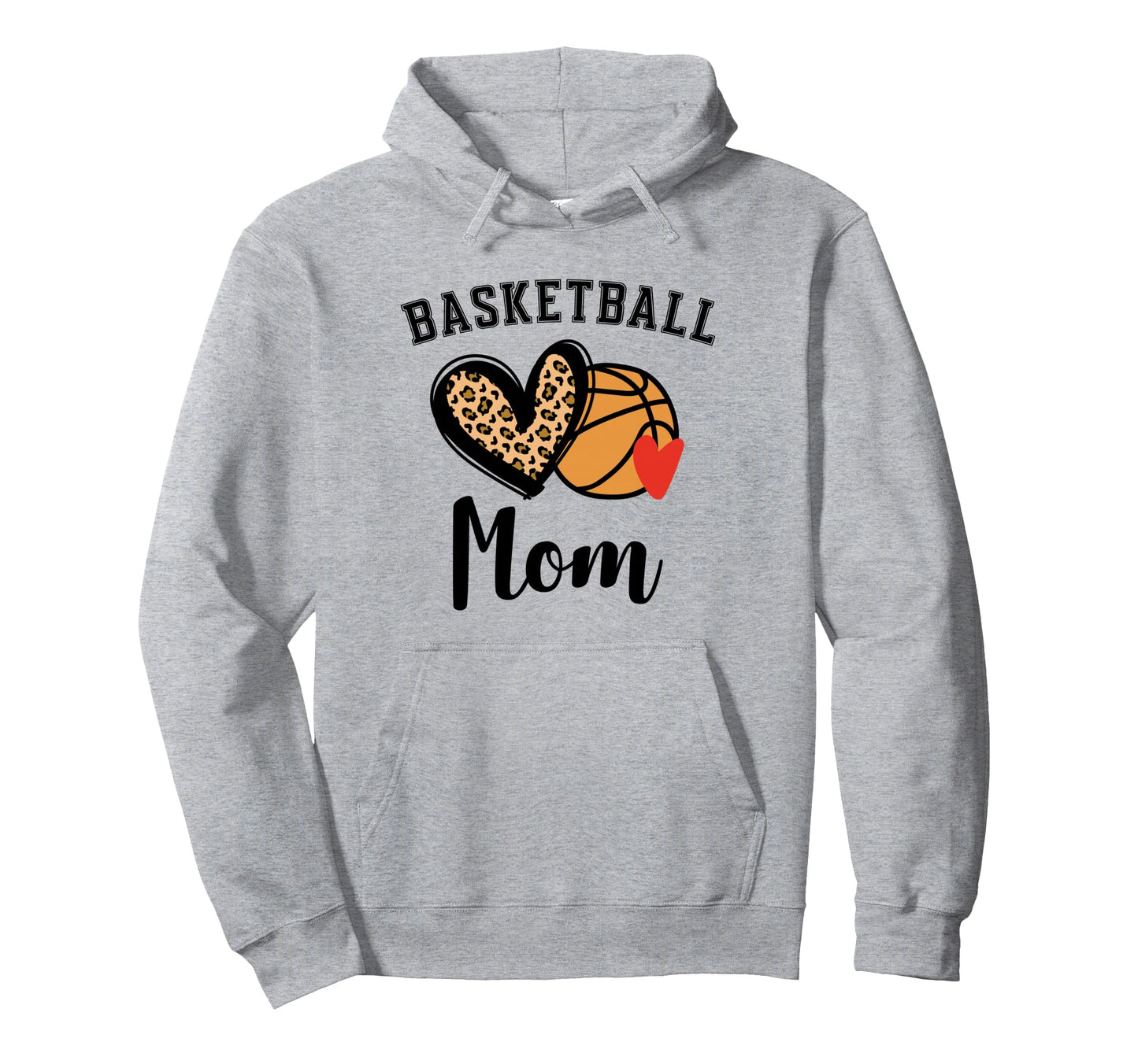Basketball Mom Leopard Heart Hoodie - Unique Graphic for Adults - T-Shirt, Sweatshirt, Hoodie