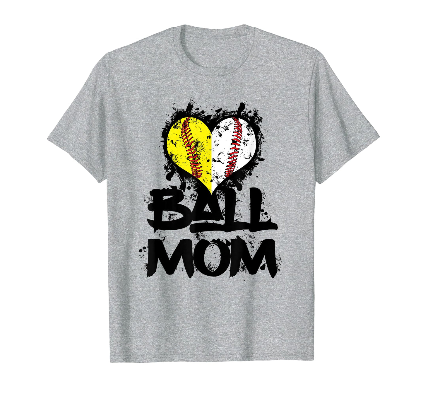 Ball Mom Baseball Heart Seams T-Shirt - Custom Art Print Men Women - T-Shirt, Sweatshirt, Hoodie