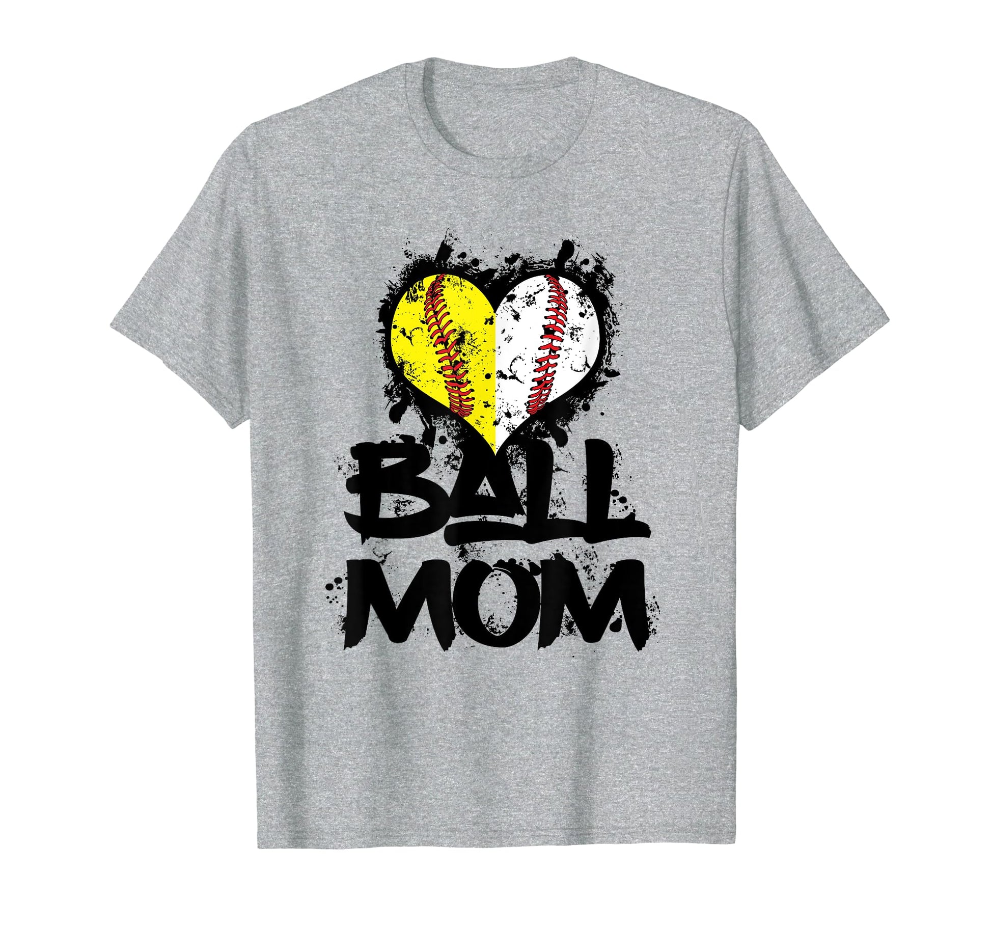 Ball Mom Baseball Heart Seams T-Shirt - Custom Art Print Men Women - T-Shirt, Sweatshirt, Hoodie