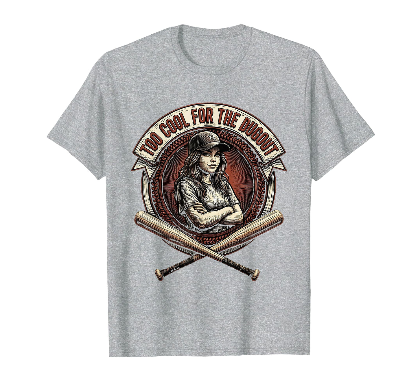Too Dugout Baseball Sister T-Shirt - Trendy Graphic for Adults - T-Shirt, Sweatshirt, Hoodie