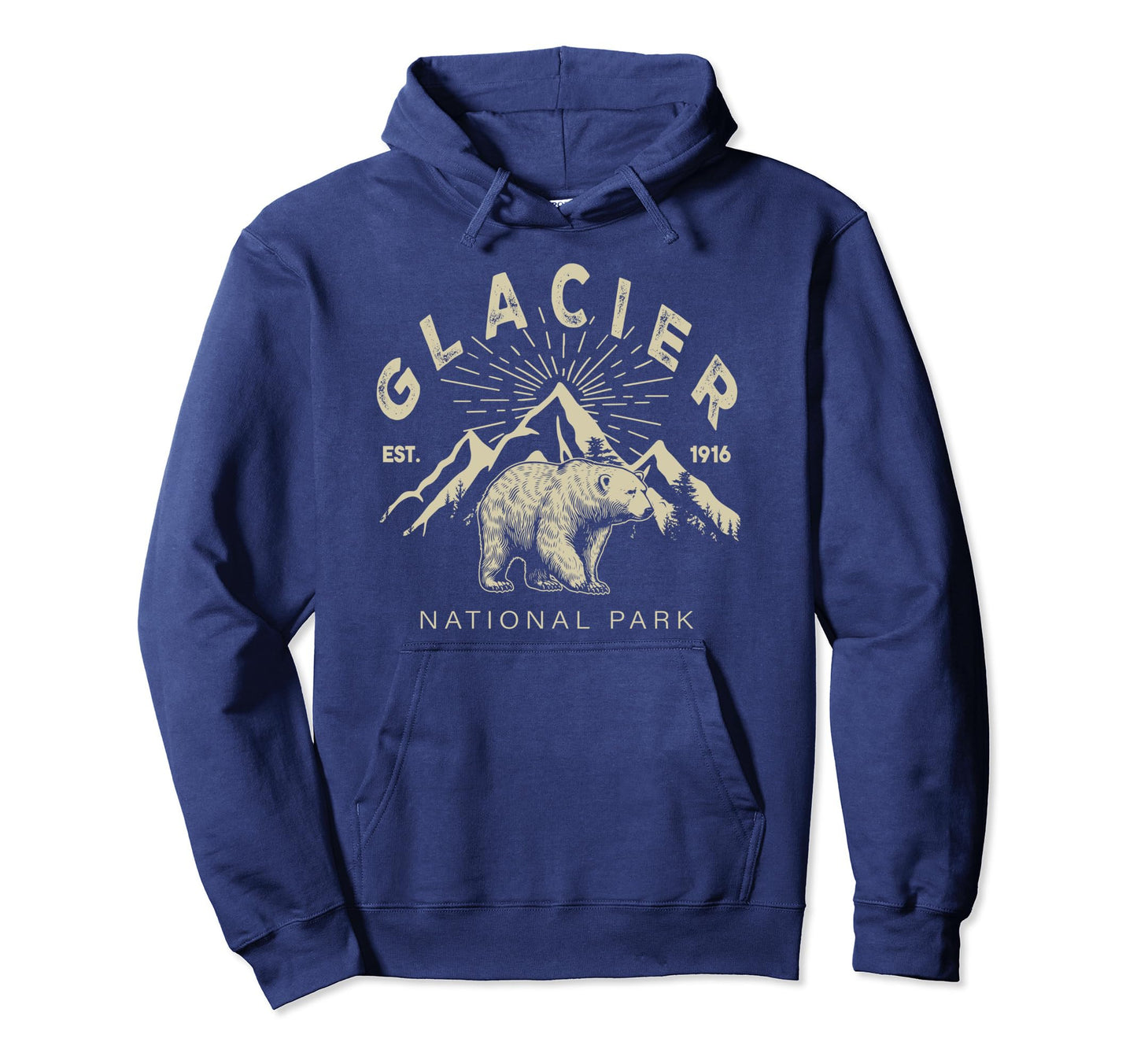 Glacier National Park Bear Mountains Hoodie - Graphic Print Men Women - T-Shirt, Sweatshirt, Hoodie