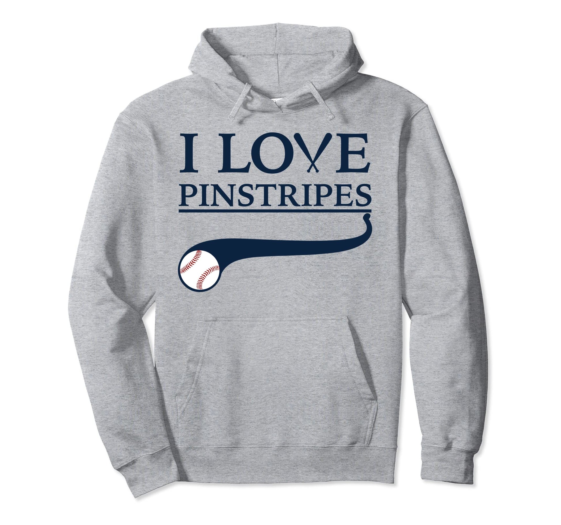 Baseball I Love Baseball Pinstripes Hoodie - Minimalist Print for Adults - T-Shirt, Sweatshirt, Hoodie