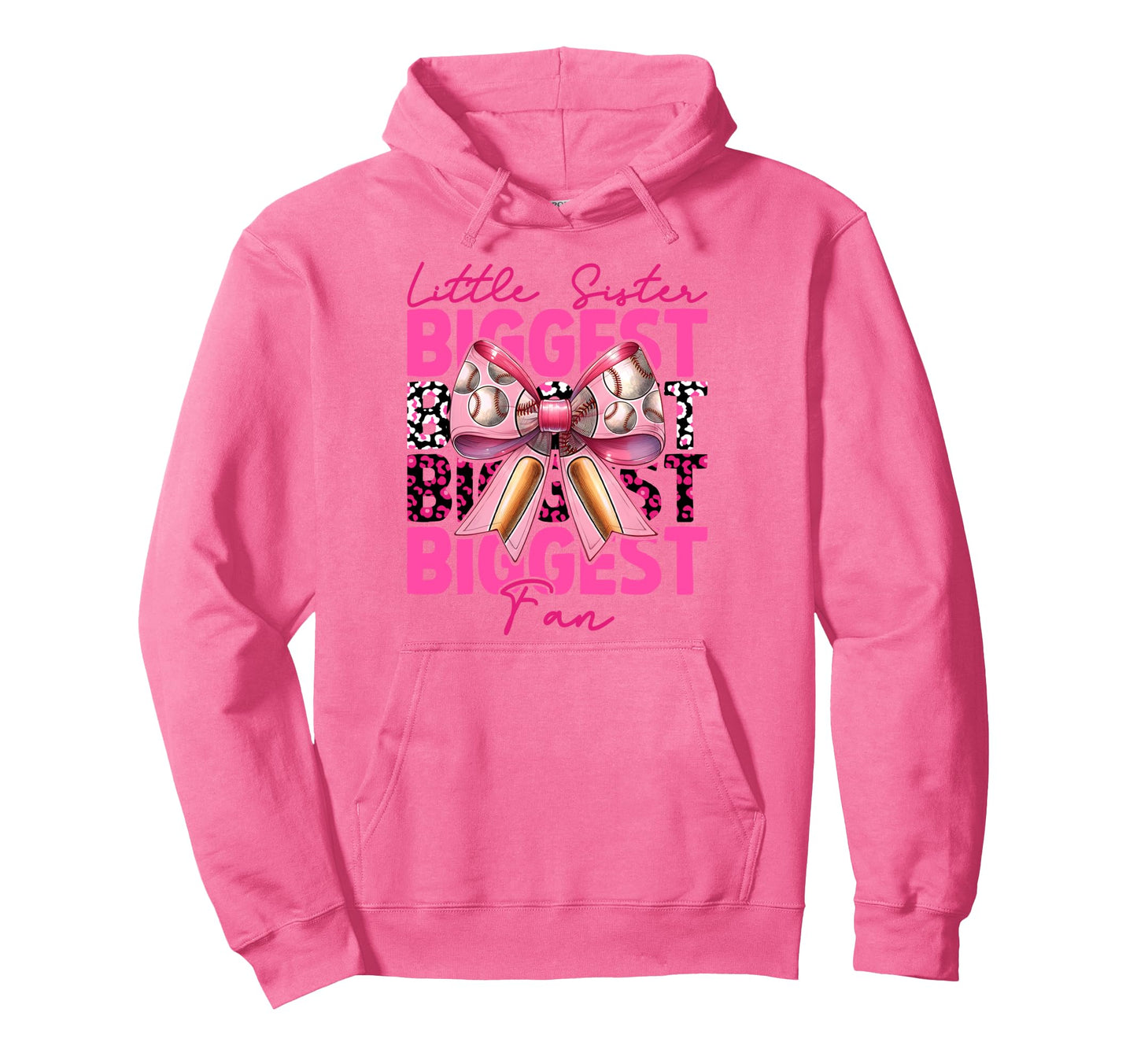 Baseball Sister Coquette Bow Little Hoodie - Fun Novelty Design for Adults - T-Shirt, Sweatshirt, Hoodie