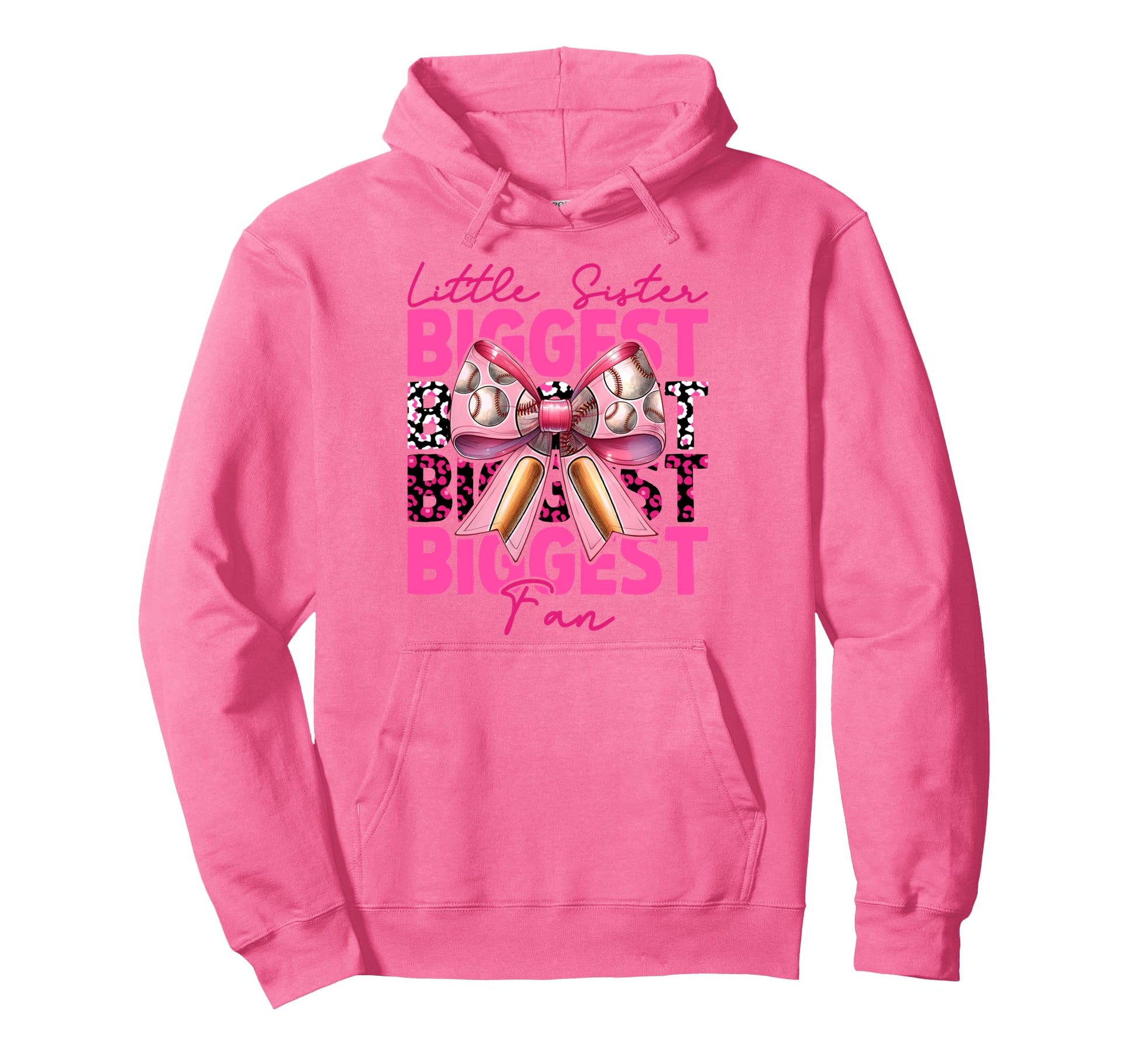 Baseball Sister Coquette Bow Little Hoodie - Fun Novelty Design for Adults - T-Shirt, Sweatshirt, Hoodie