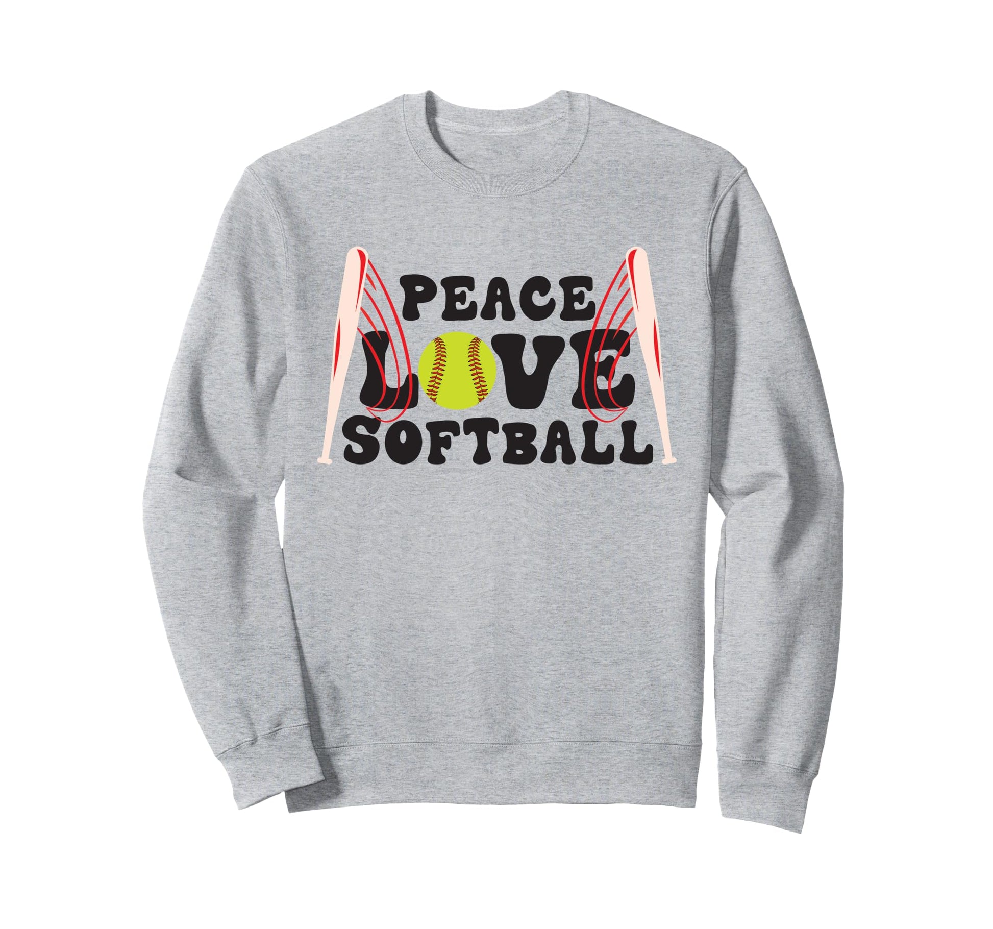 Peace Love Softball Sweatshirt - Aesthetic Graphic for Adults - T-Shirt, Sweatshirt, Hoodie