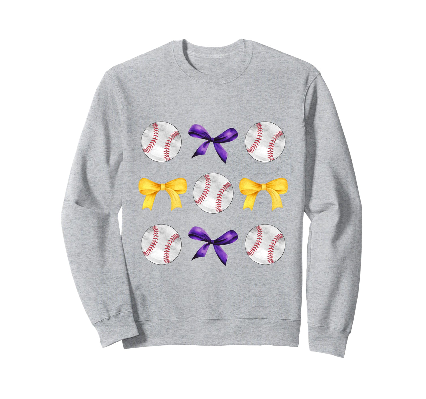 Baseballs Purple Gold Bows Ball Sweatshirt - Fun Novelty Design Men Women - T-Shirt, Sweatshirt, Hoodie