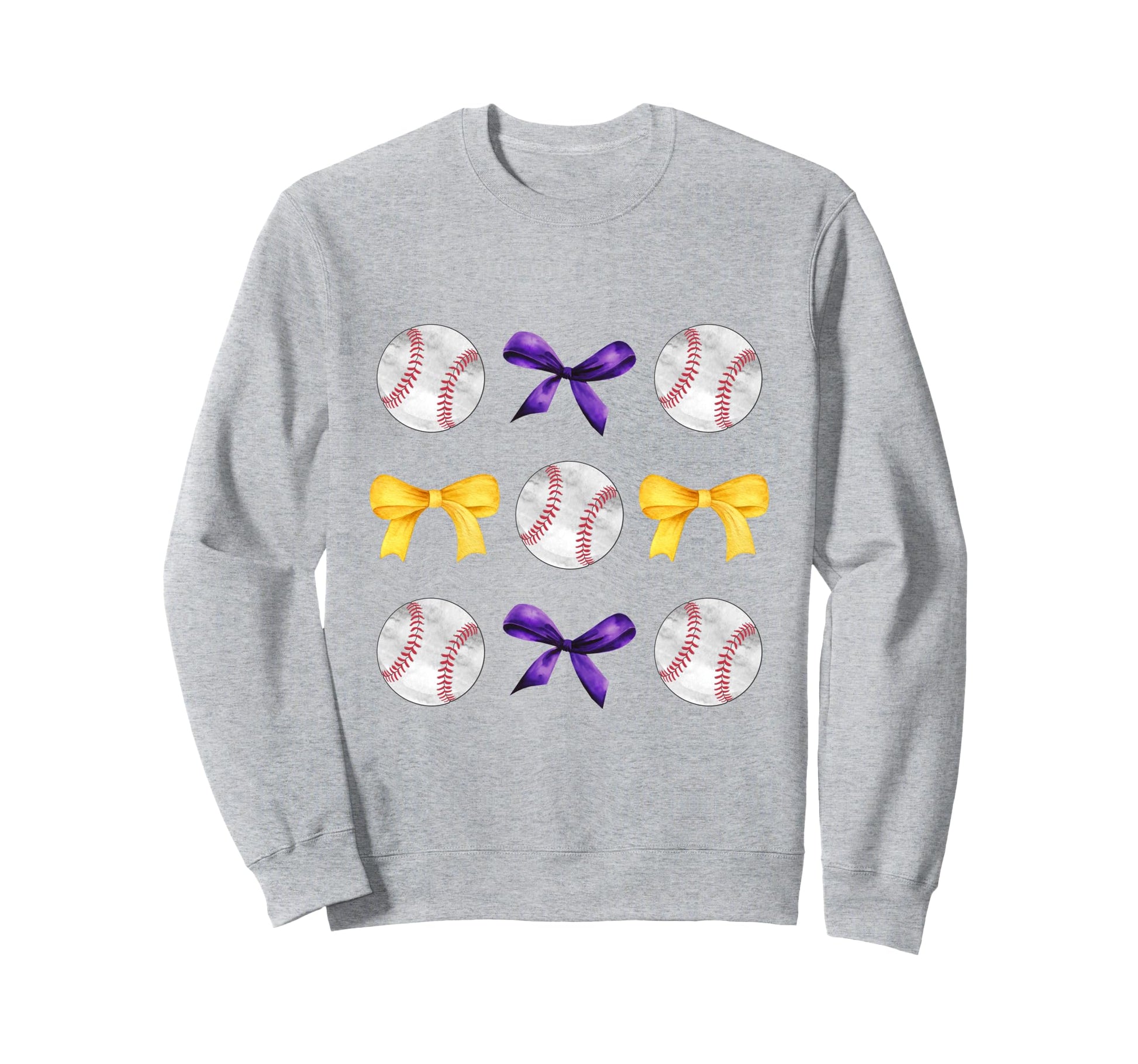 Baseballs Purple Gold Bows Ball Sweatshirt - Fun Novelty Design Men Women - T-Shirt, Sweatshirt, Hoodie
