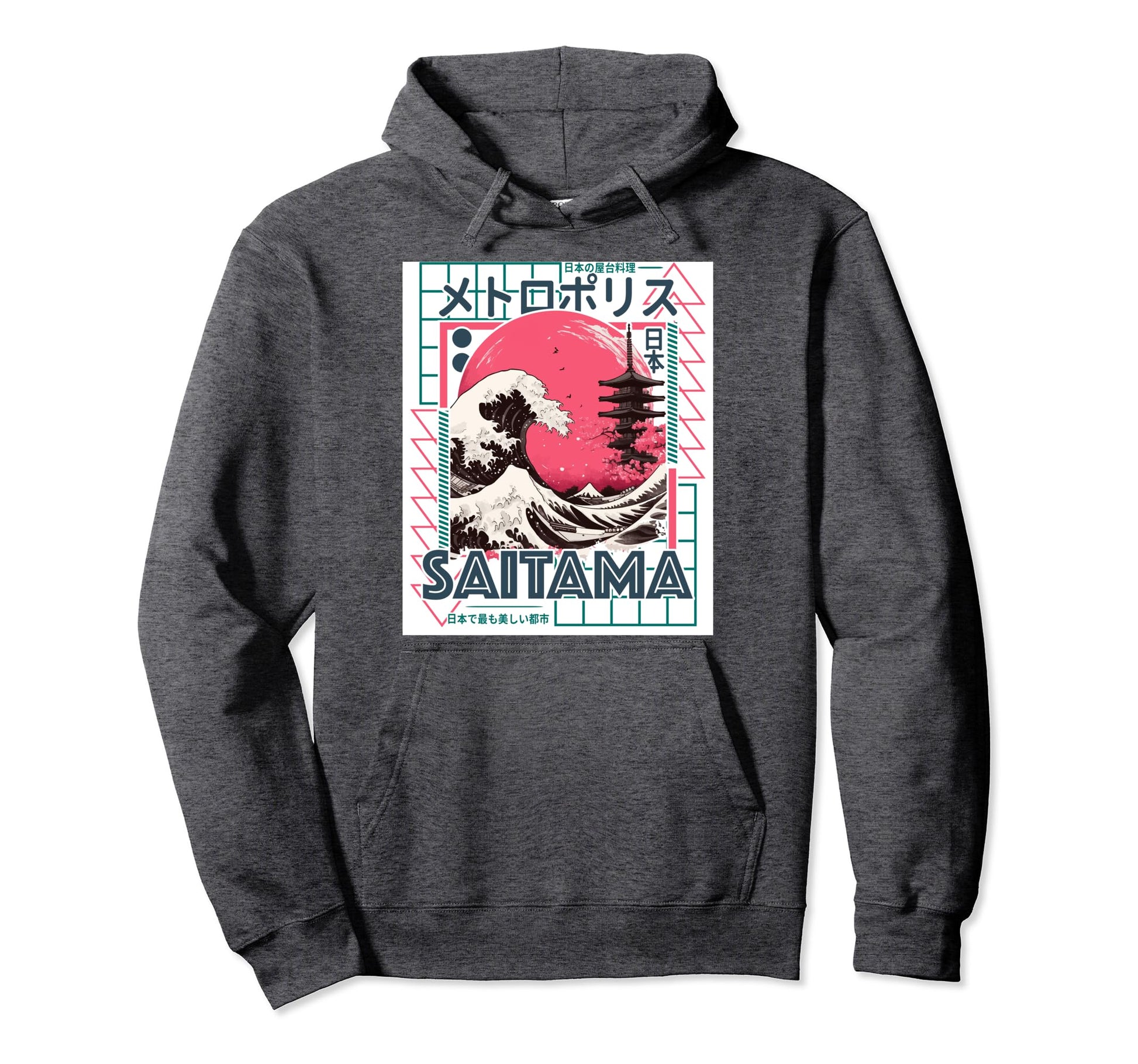 Saitama City 80S Synthwave Kanagawa Hoodie - Novelty Apparel Men Women - T-Shirt, Sweatshirt, Hoodie