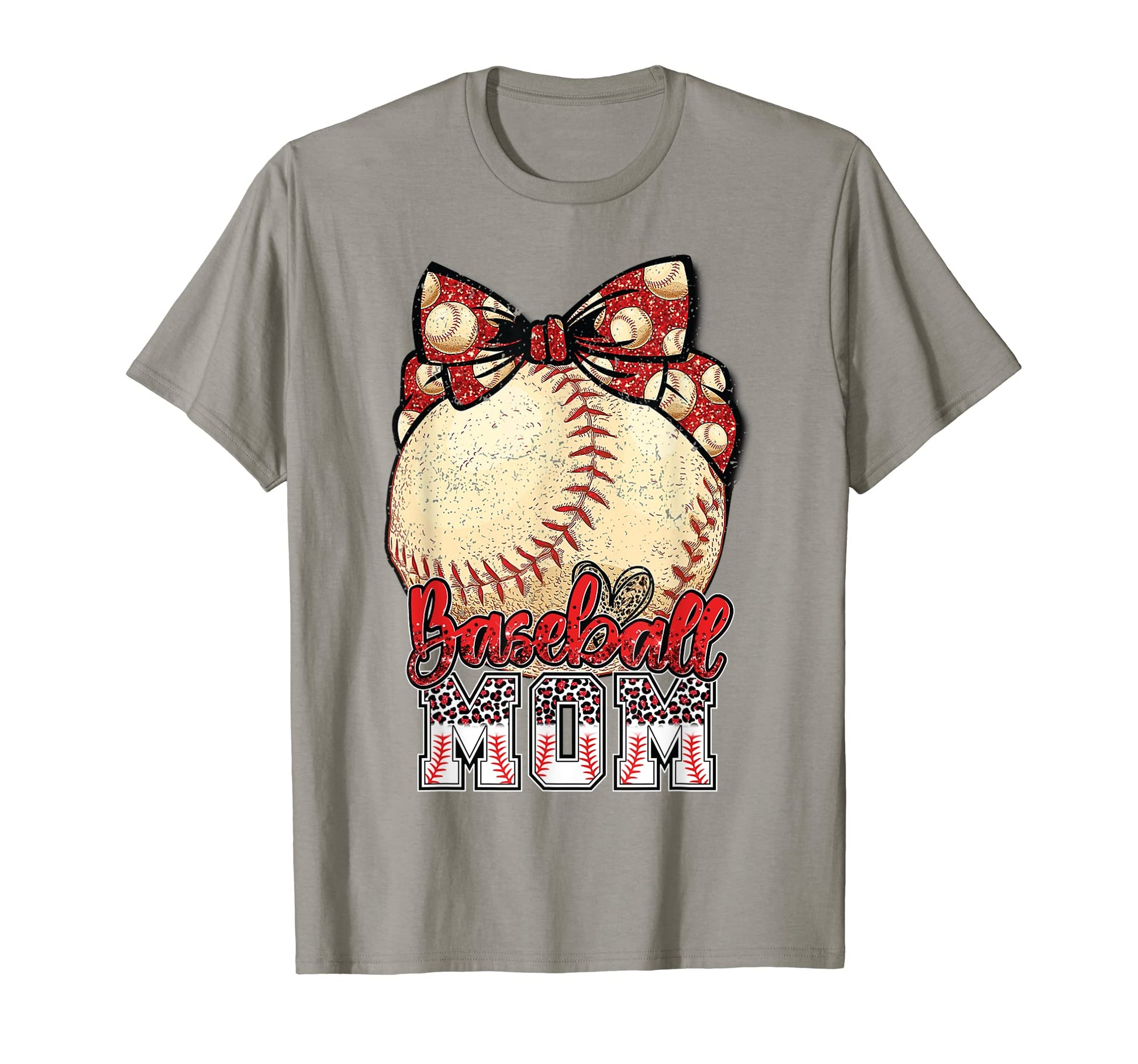 Baseball Mom Messy Bun Leopard Baseball T-Shirt - Graphic Print Men Women - T-Shirt, Sweatshirt, Hoodie