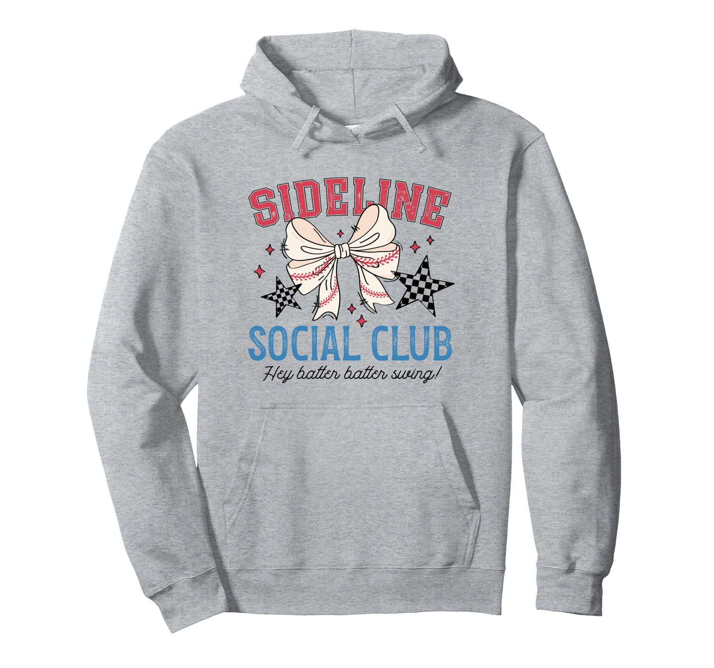 Sideline Social Club Bow Baseball Trendy Hoodie - Trendy Graphic Men Women - T-Shirt, Sweatshirt, Hoodie