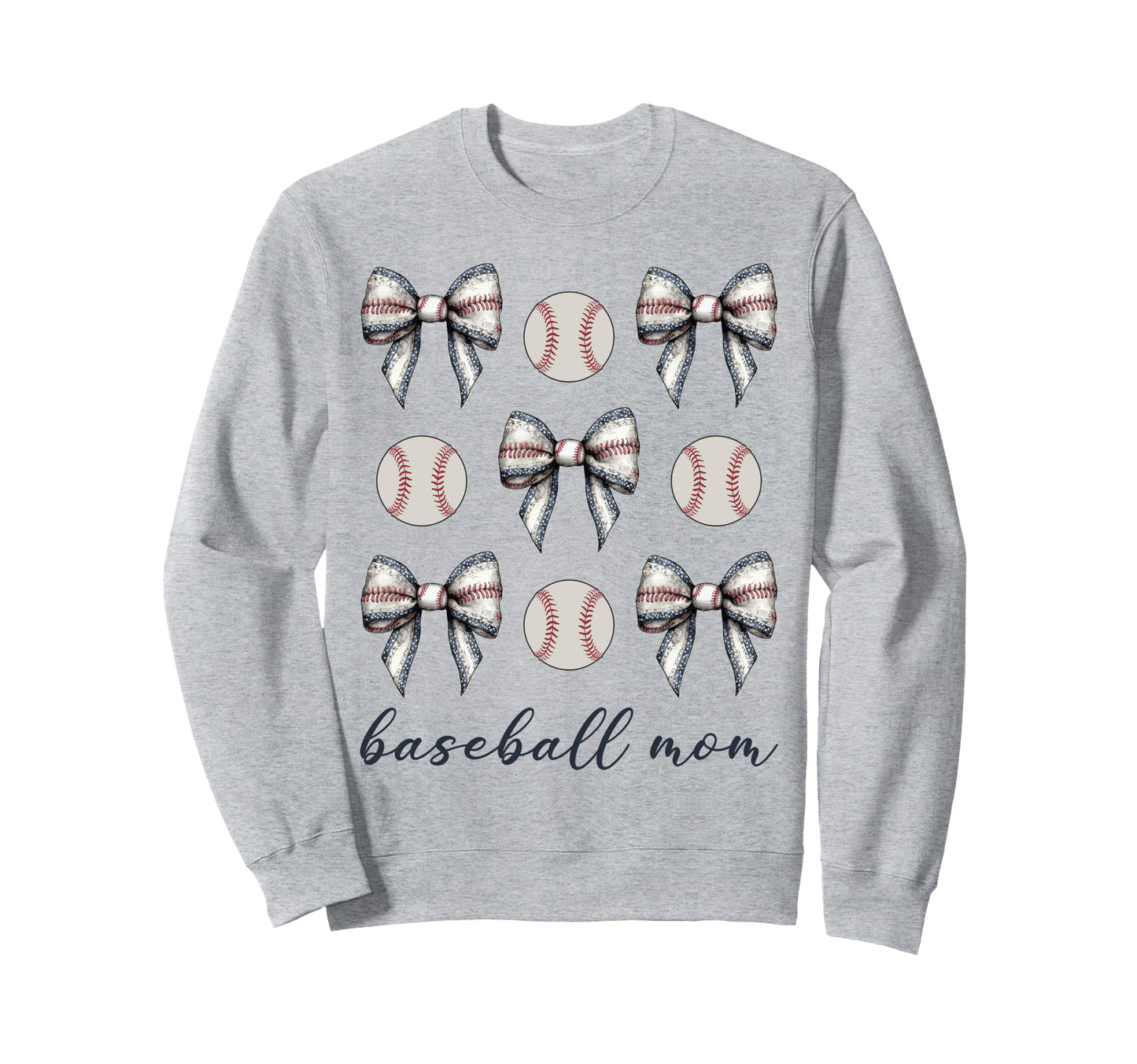 Coquette Bow Baseball Mom Baseball Sweatshirt - Graphic Print Unisex - T-Shirt, Sweatshirt, Hoodie